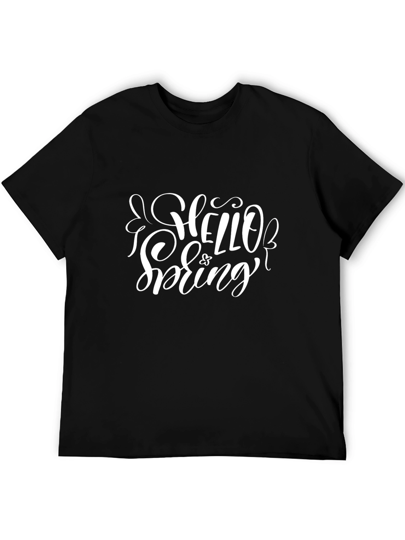 Hello Spring Graphic Tee - Black Cotton T-Shirt