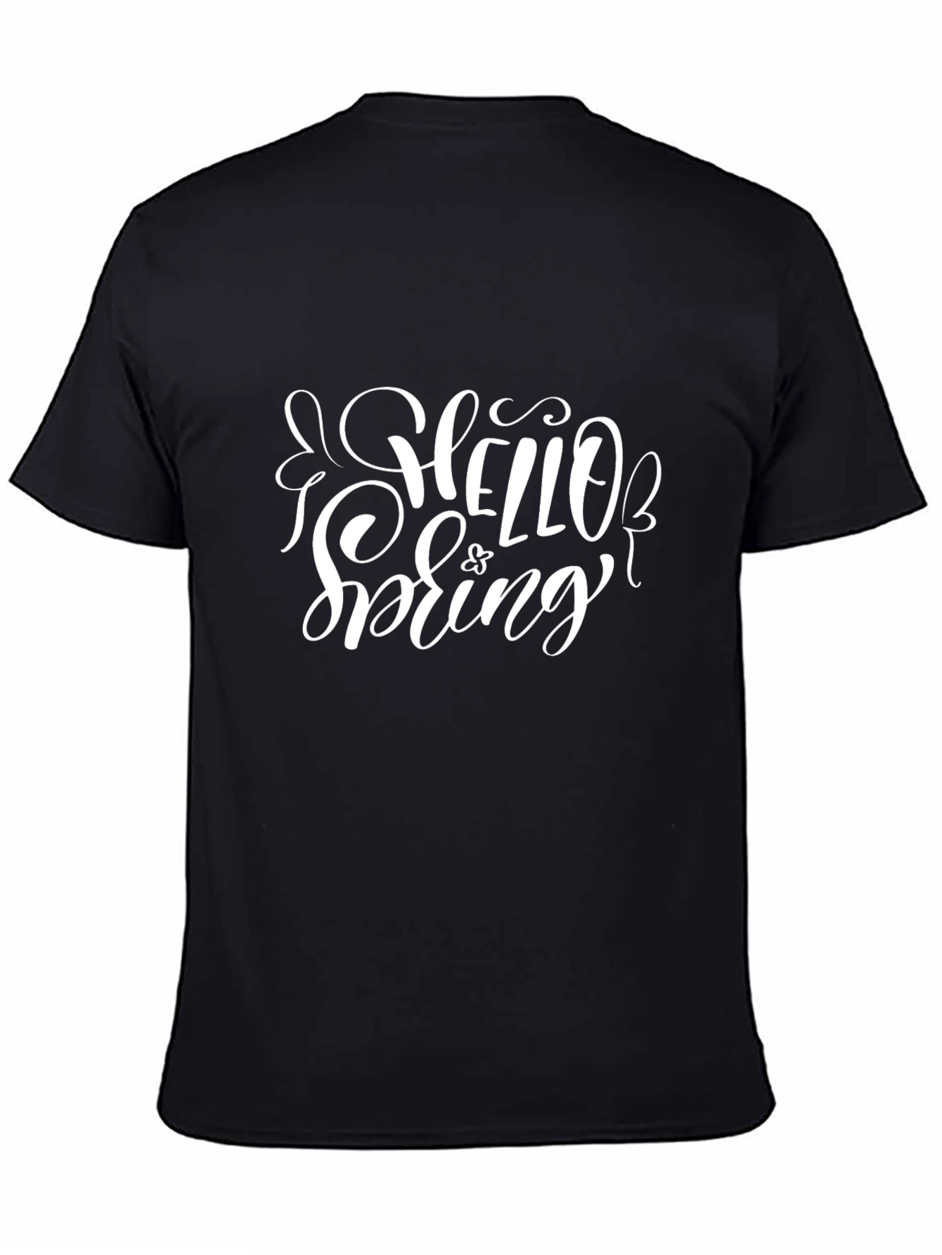 Hello Spring Graphic Tee - Black Cotton T-Shirt