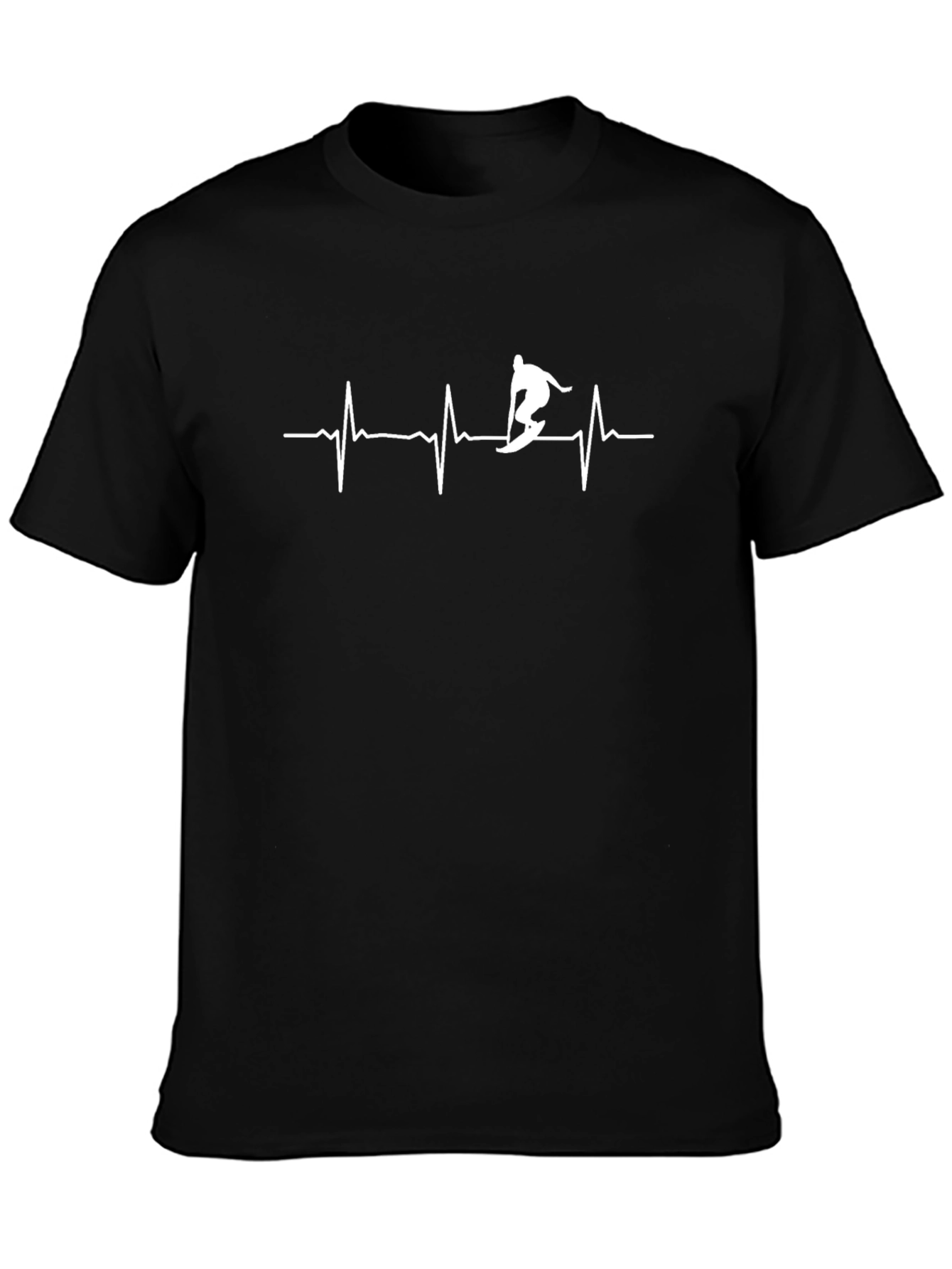 Surfing Heartbeat T-Shirt - Black