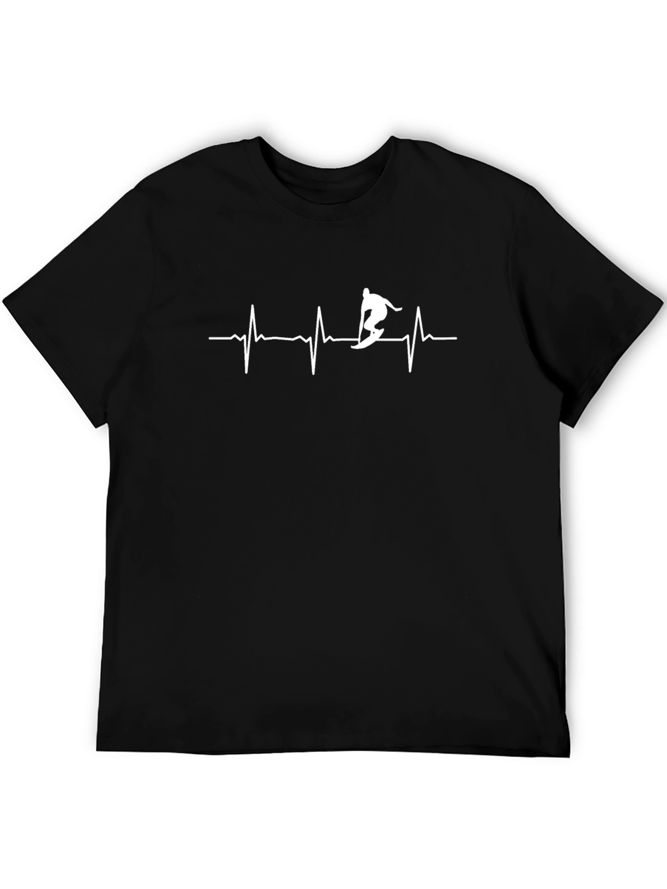 Surfing Heartbeat T-Shirt - Black