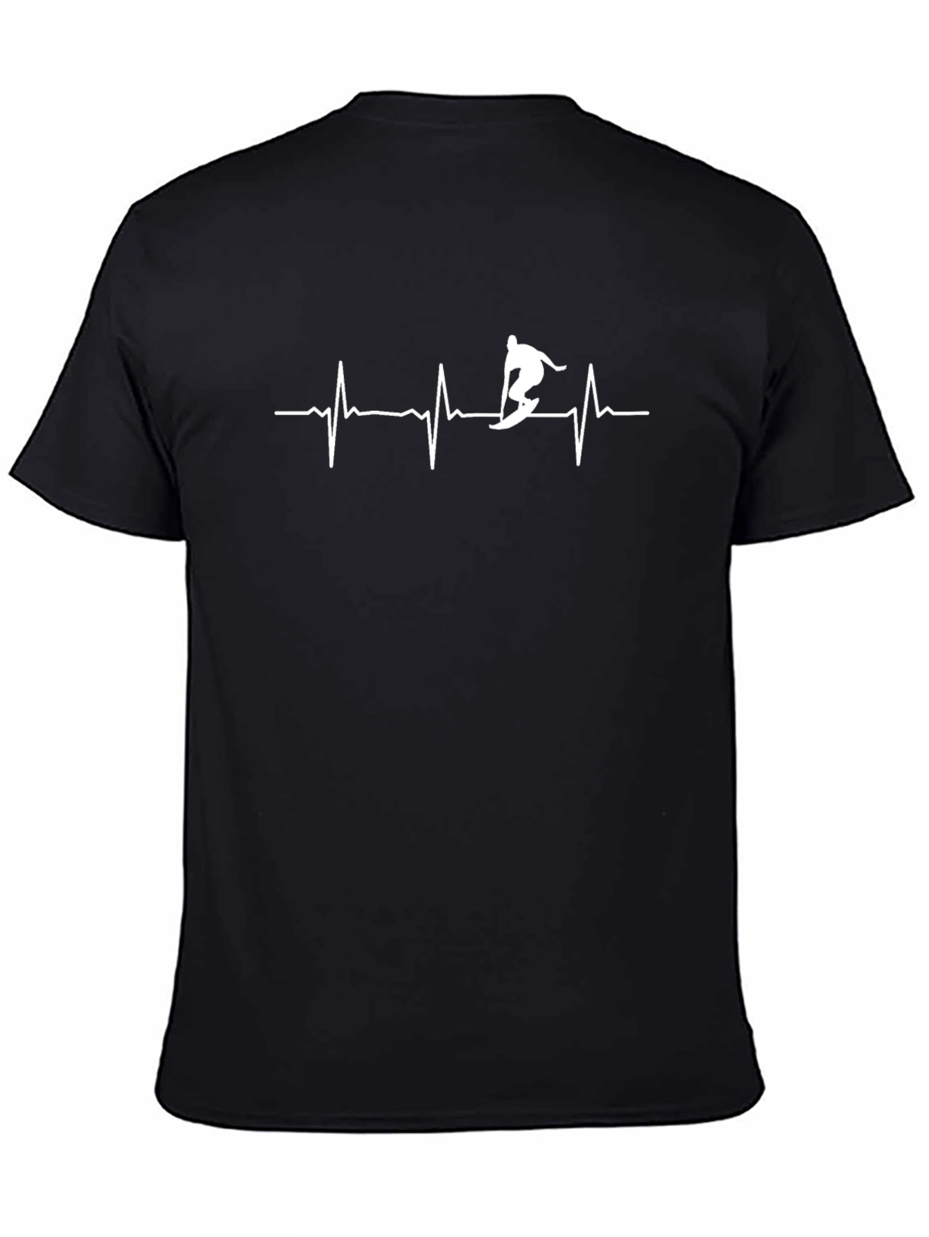 Surfing Heartbeat T-Shirt - Black
