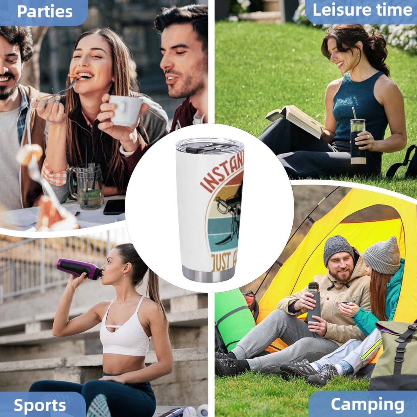 Leak-Proof Graphic Insulated Tumbler - Stainless Steel Daily Drink Cup