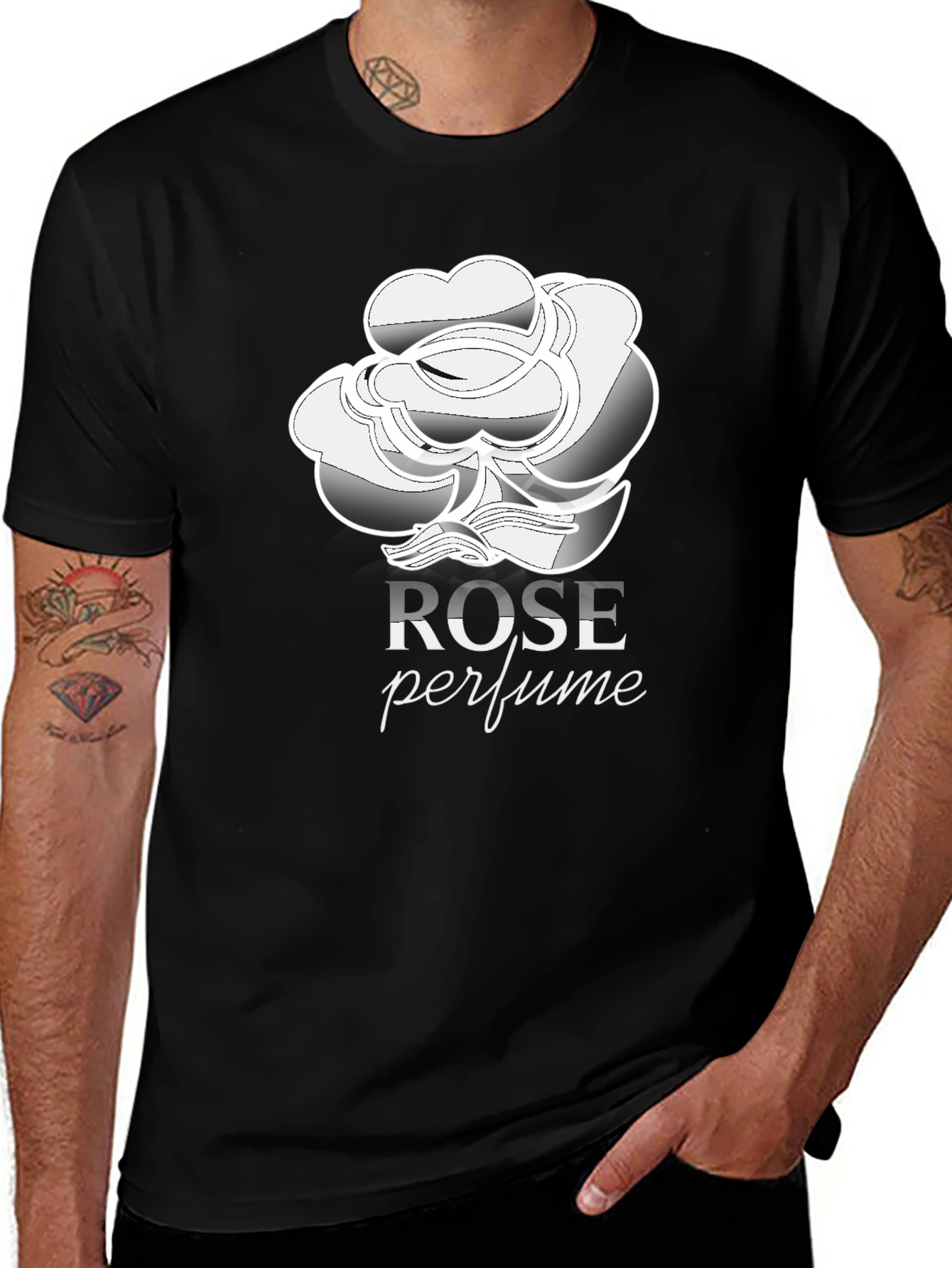 Rose Perfume Black T-Shirt