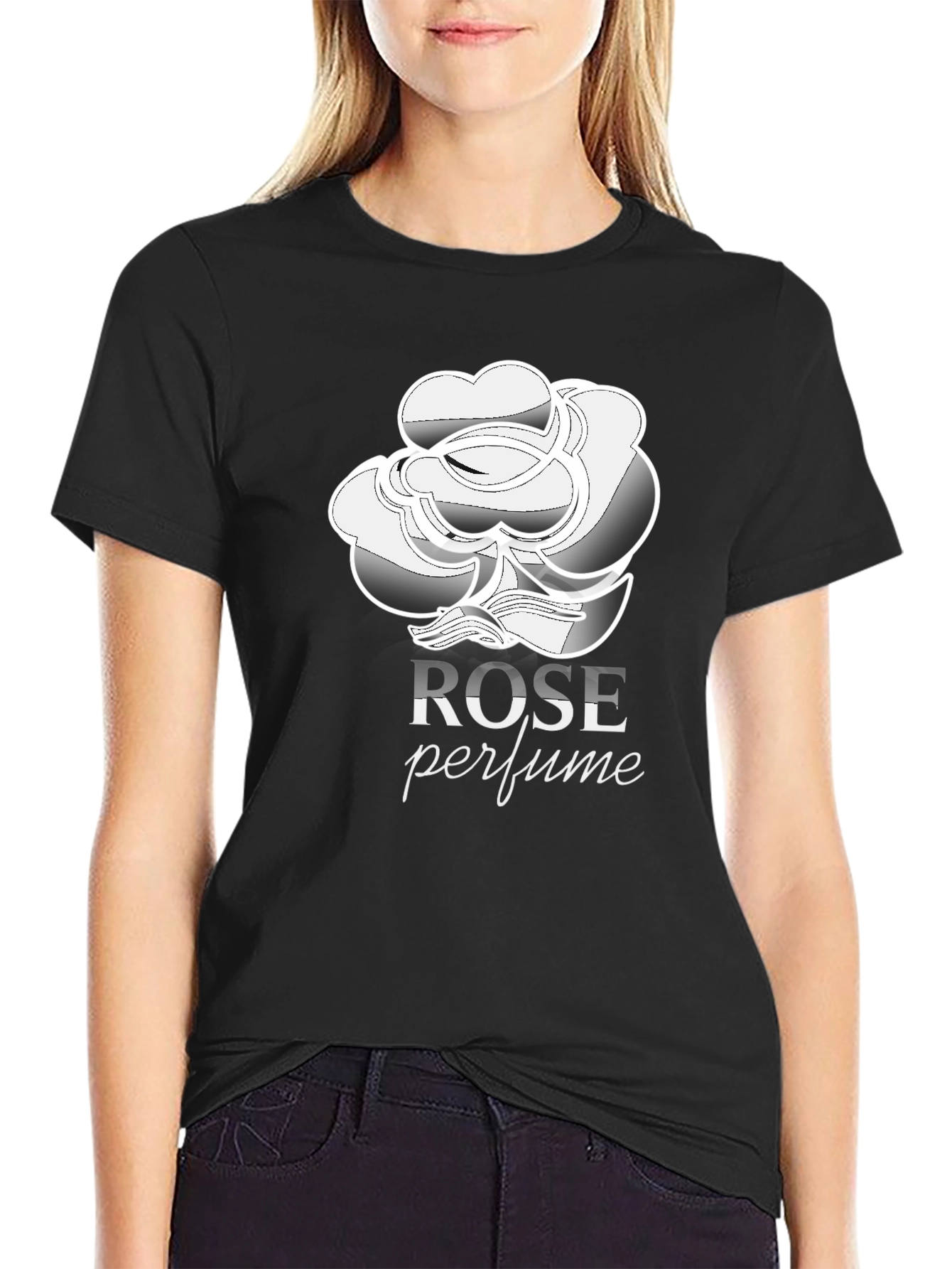 Rose Perfume Black T-Shirt