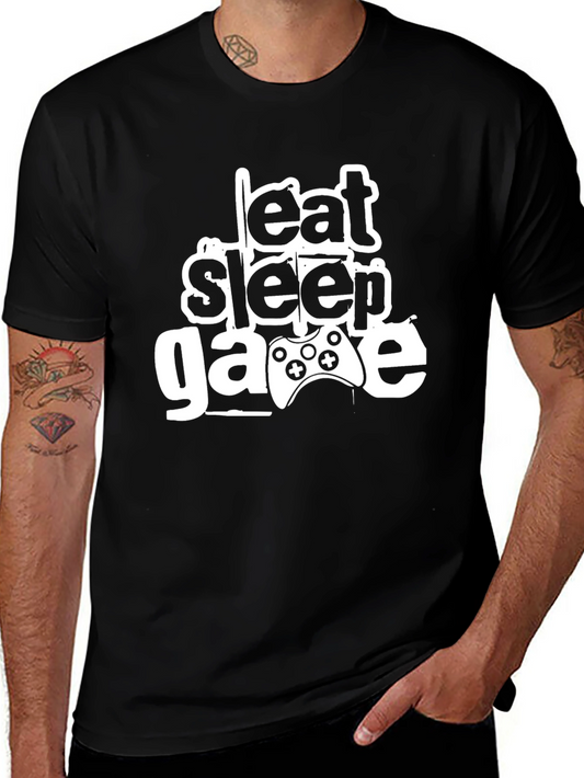 Eat Sleep Game Black T-Shirt Gamer Design