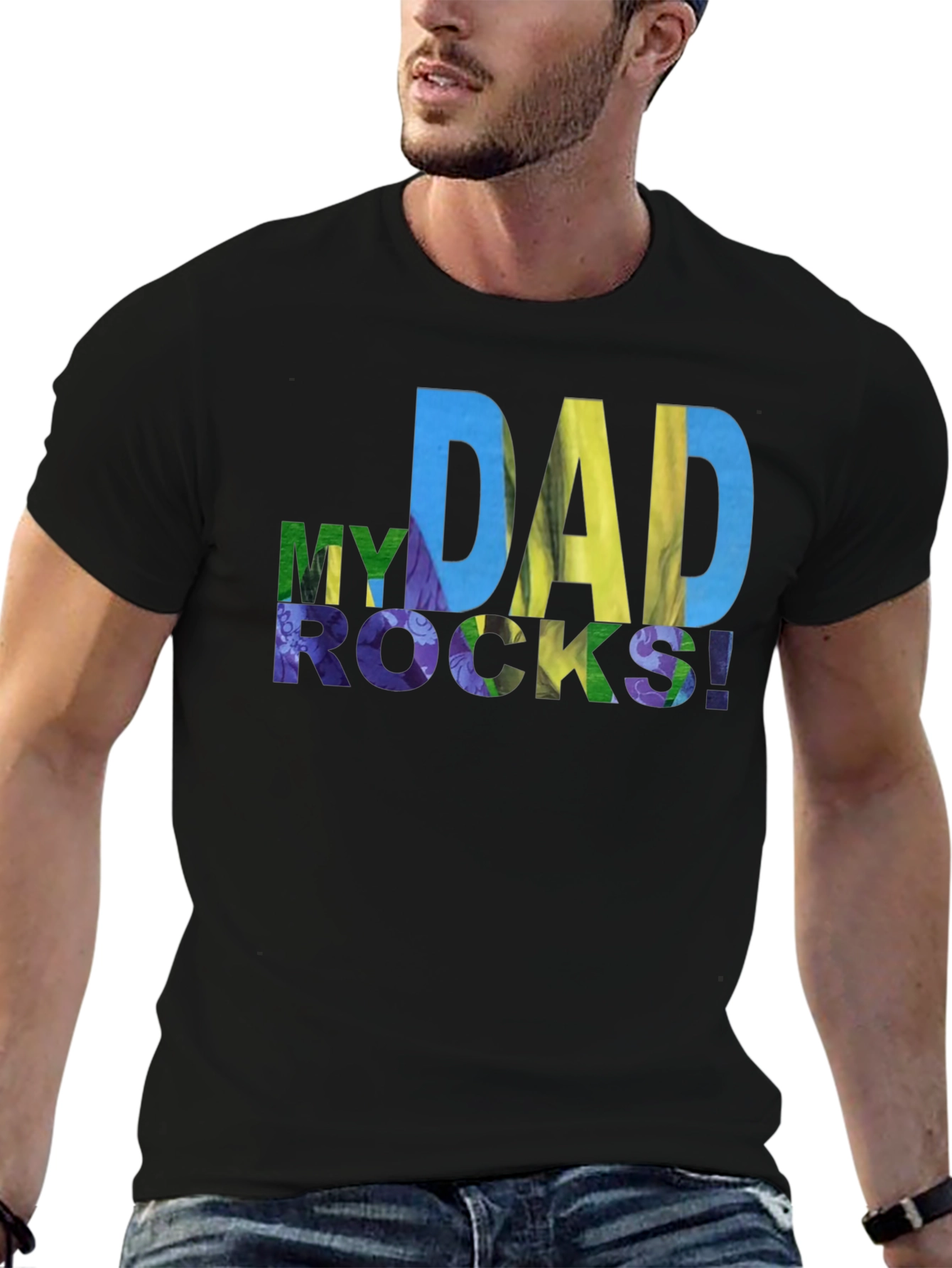 My Dad Rocks! Graphic Tee - Mens Black T-Shirt