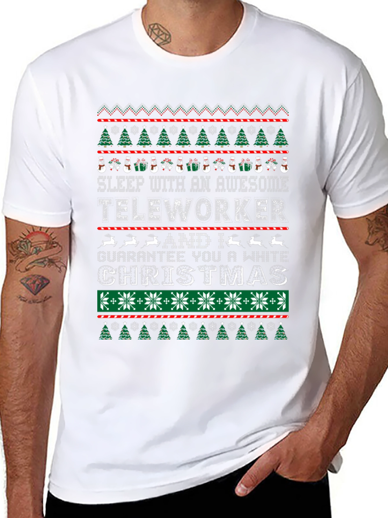 Awesome Teleworker Ugly Christmas T-Shirt
