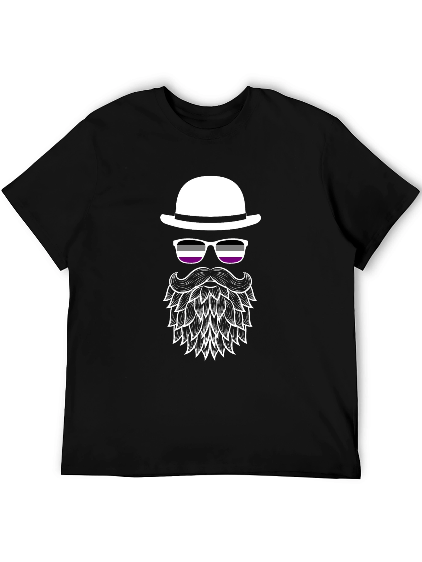 Asexual Pride Bowler Hat & Beard T-Shirt