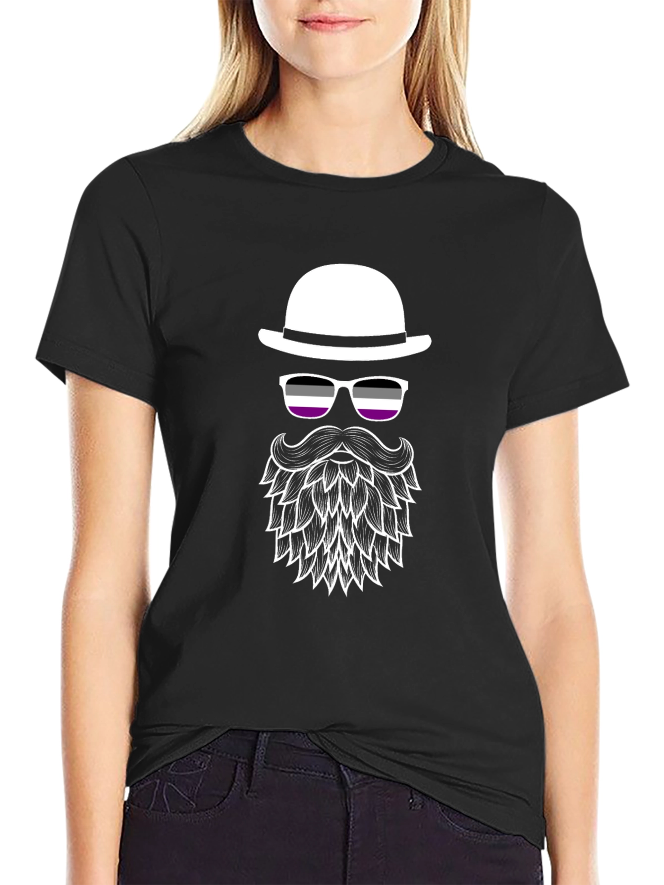 Asexual Pride Bowler Hat & Beard T-Shirt