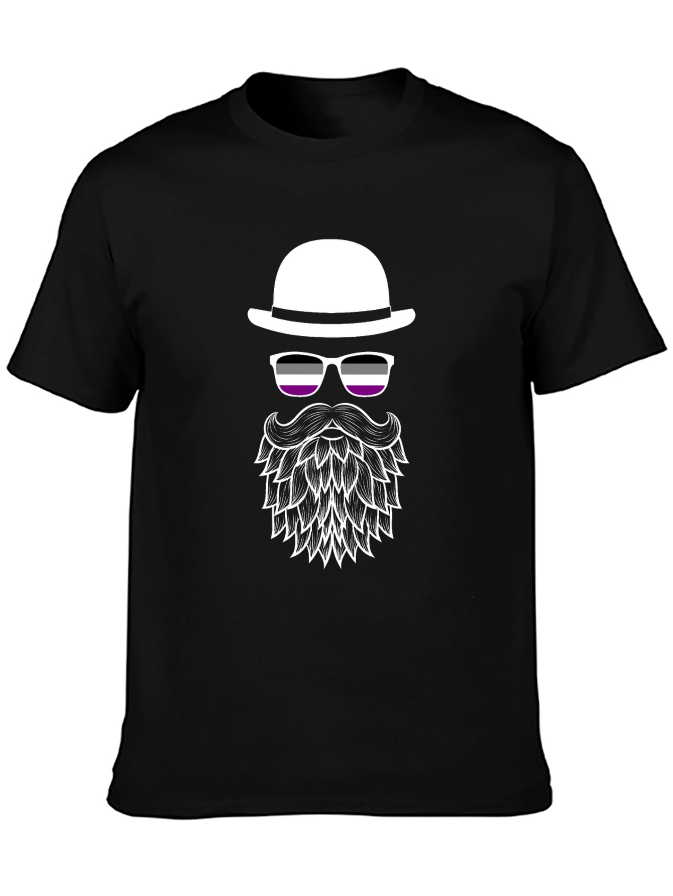 Asexual Pride Bowler Hat & Beard T-Shirt