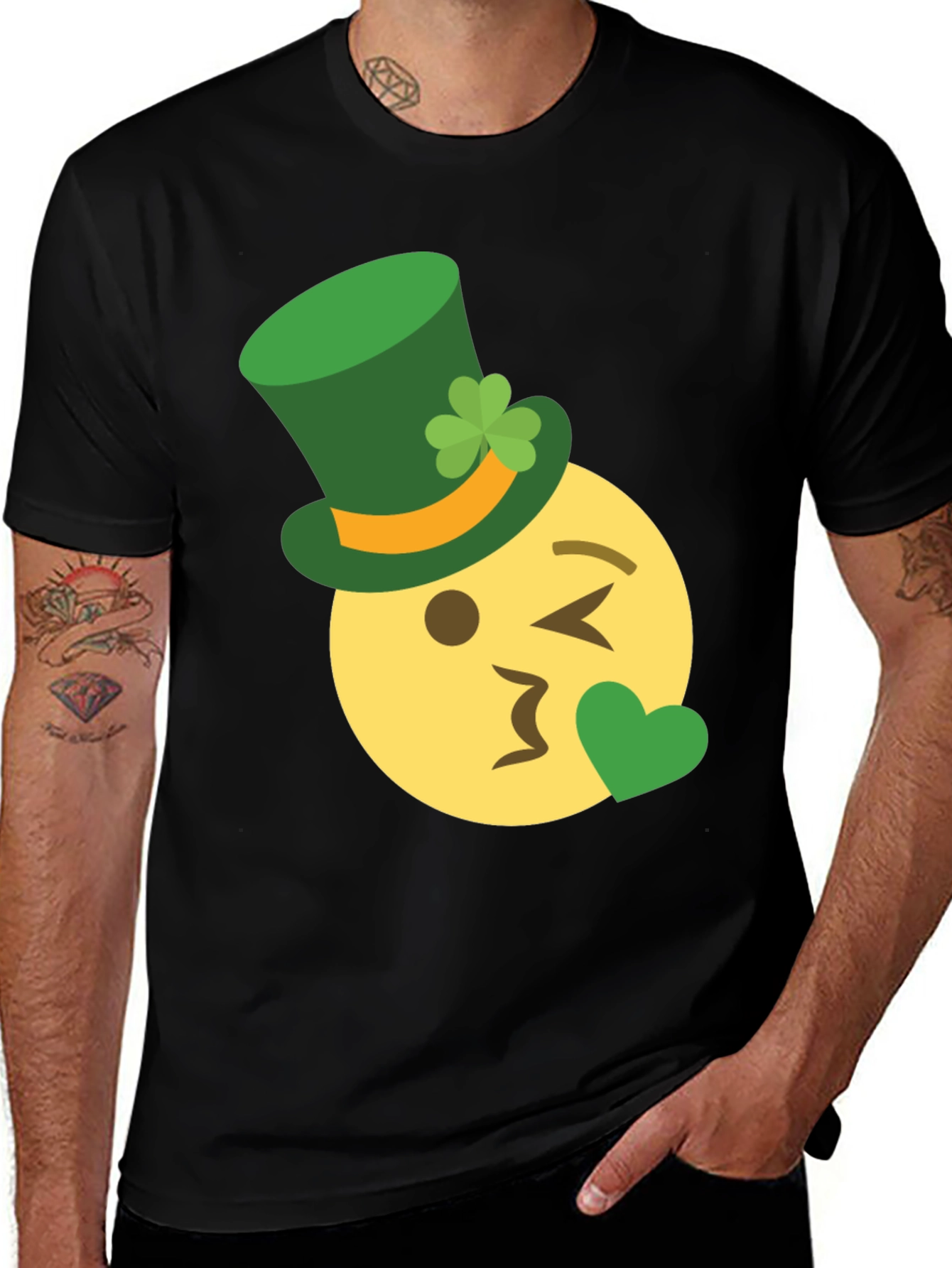 St. Patricks Day Emoji Kiss T-Shirt