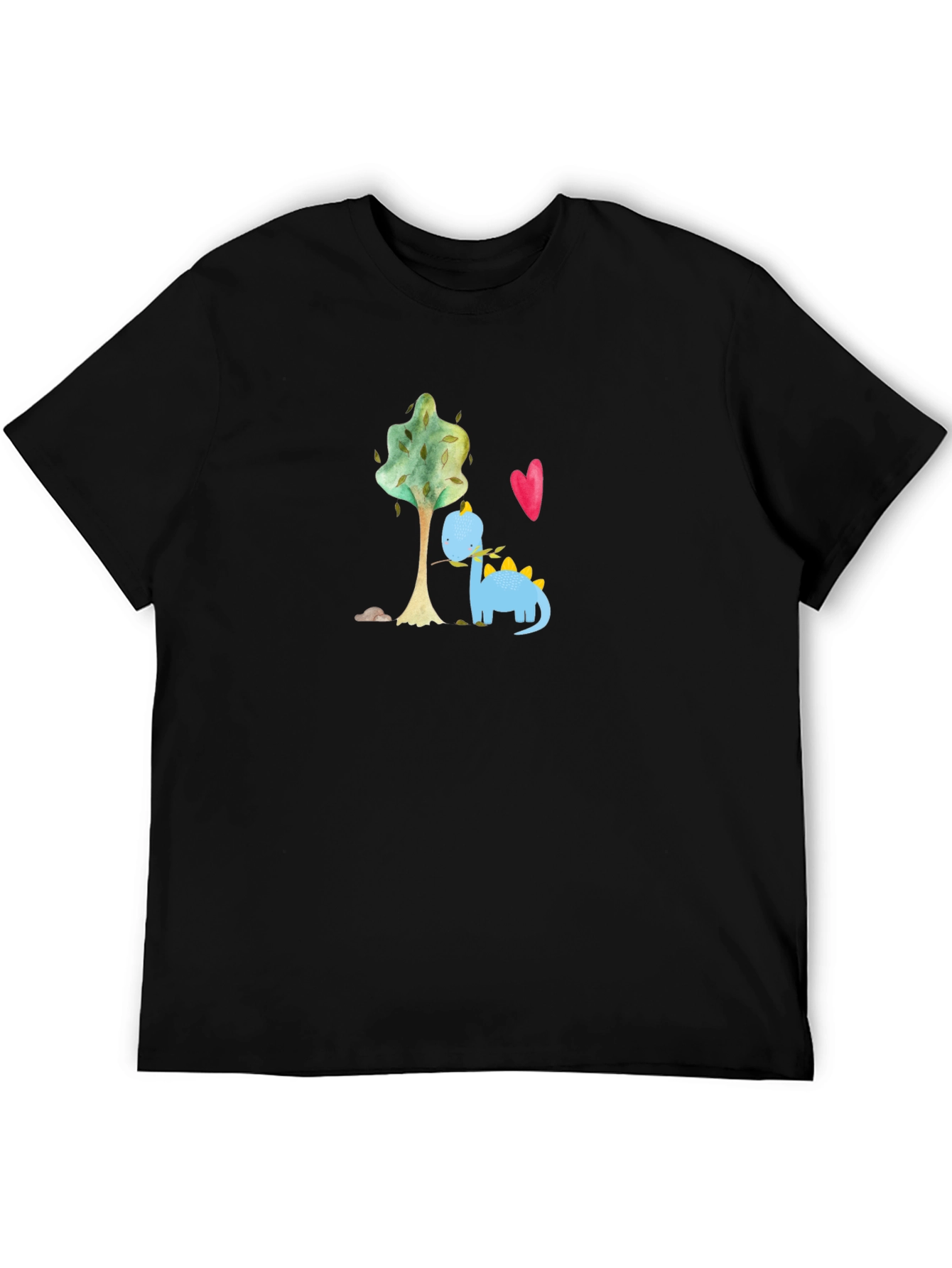 Cute Dino Graphic Tee - Black Cotton T-Shirt