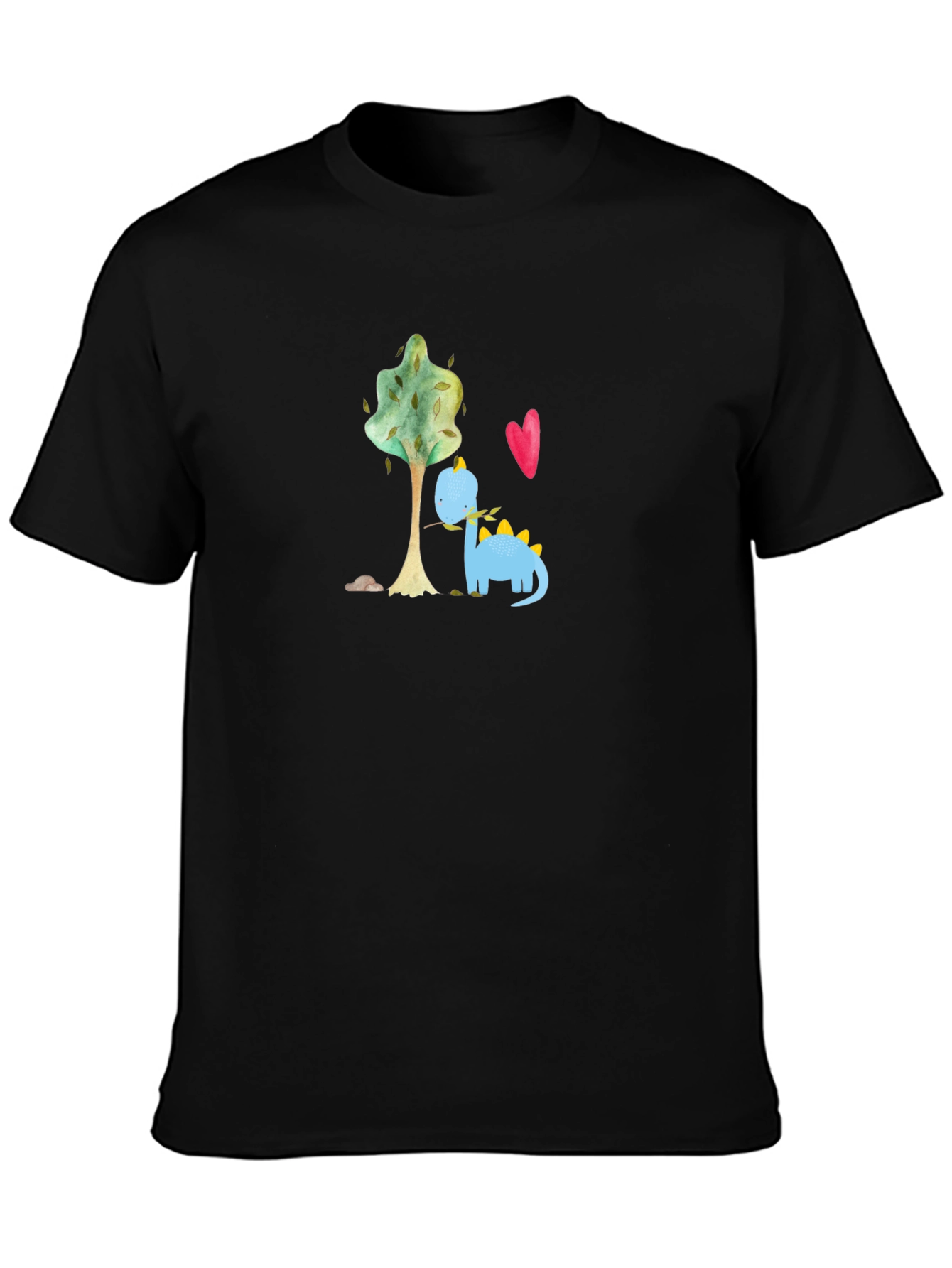 Cute Dino Graphic Tee - Black Cotton T-Shirt