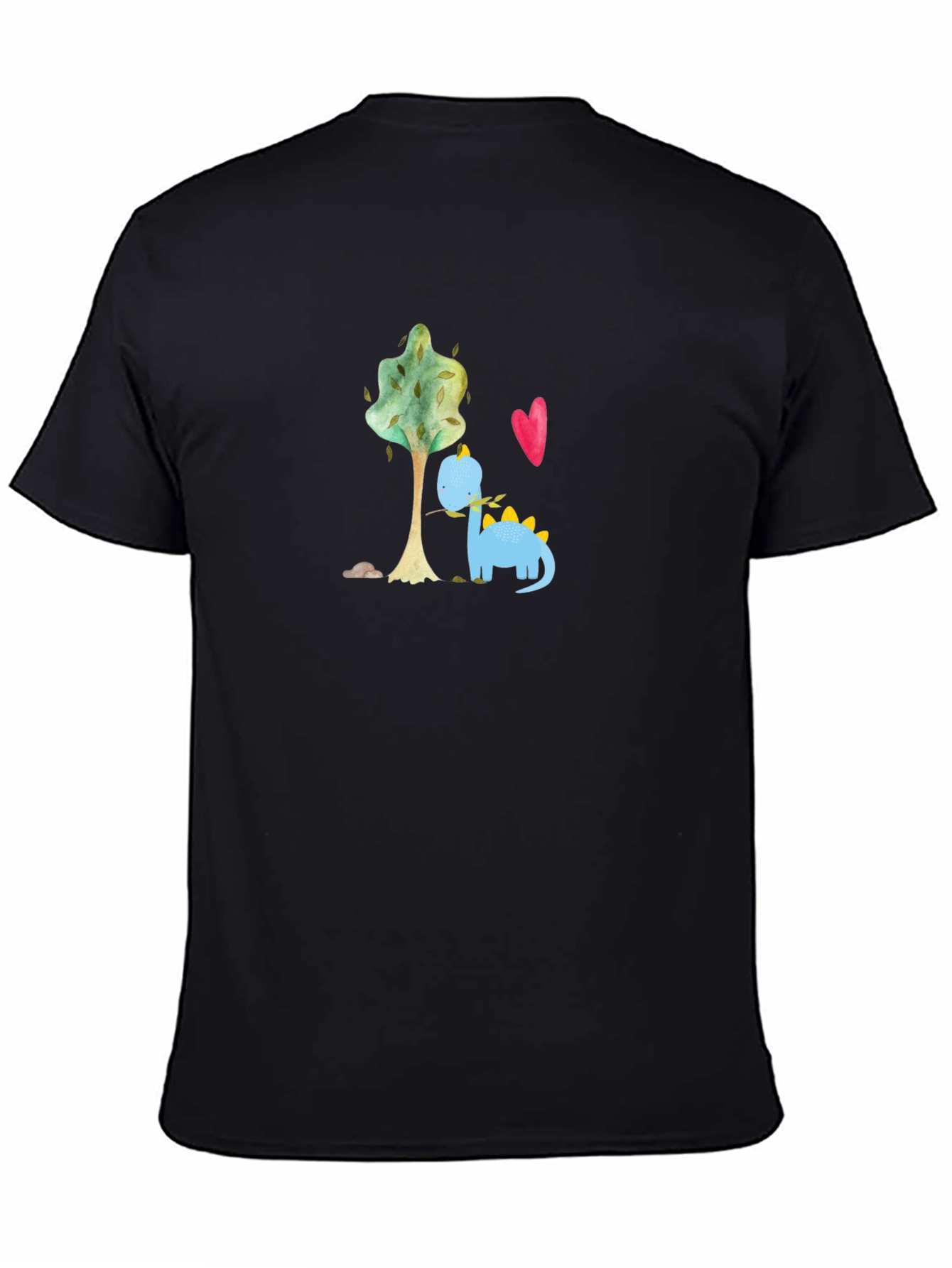 Cute Dino Graphic Tee - Black Cotton T-Shirt