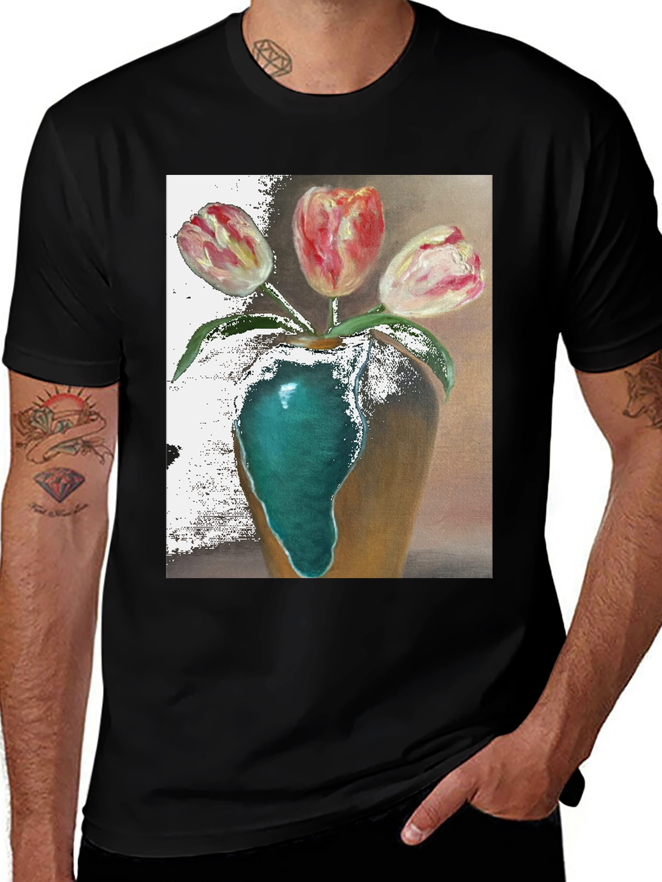 Tulip Vase Graphic Tee - Unique Floral Design
