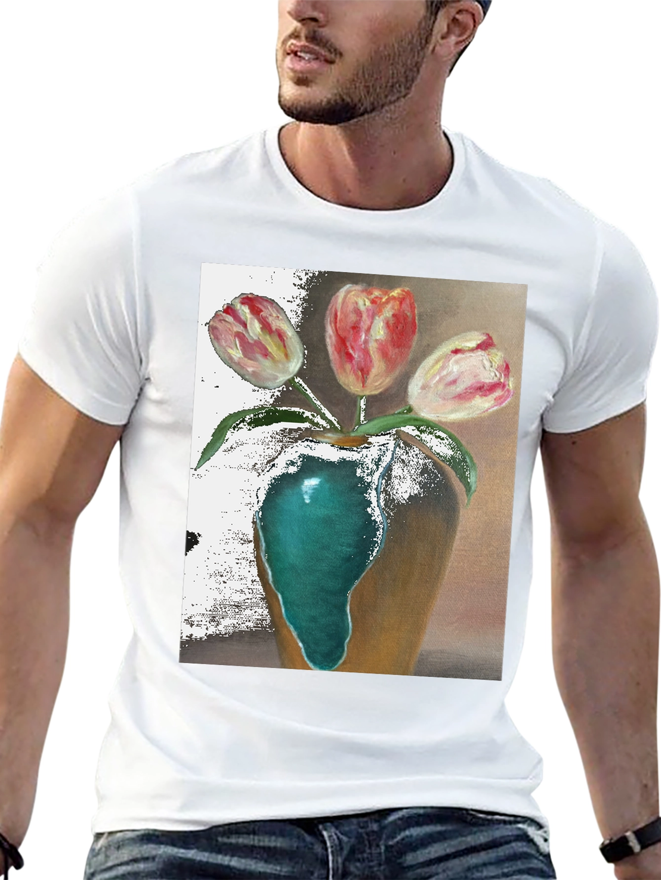 Tulip Vase Graphic Tee - Unique Floral Design
