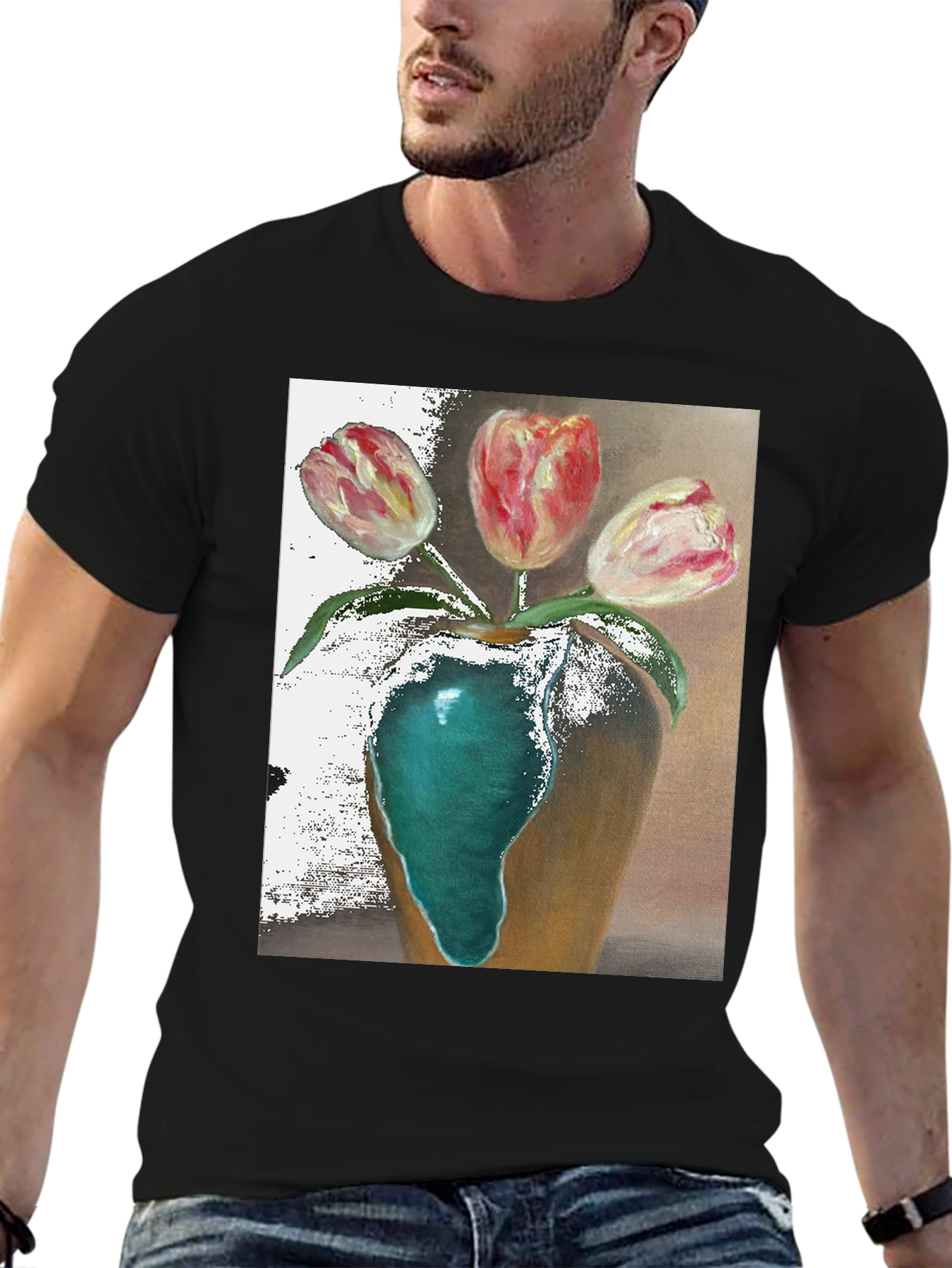 Tulip Vase Graphic Tee - Unique Floral Design