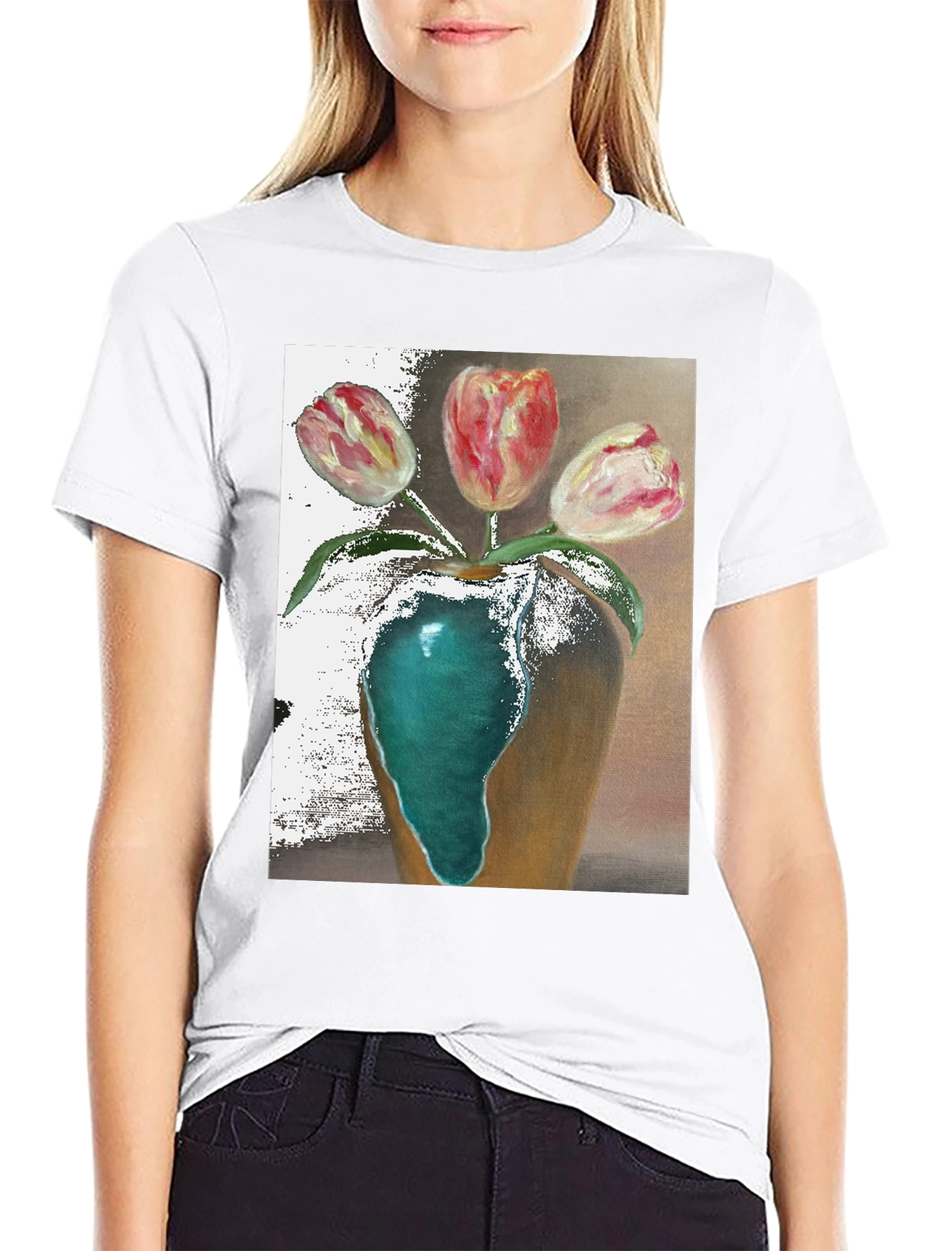 Tulip Vase Graphic Tee - Unique Floral Design