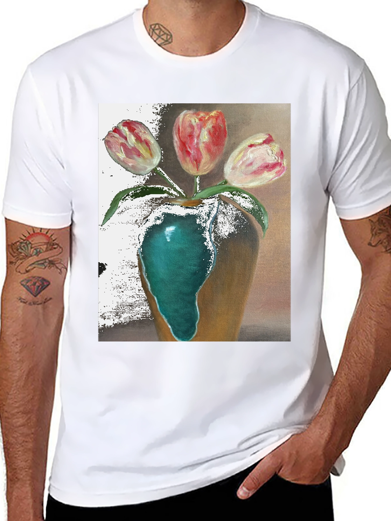 Tulip Vase Graphic Tee - Unique Floral Design
