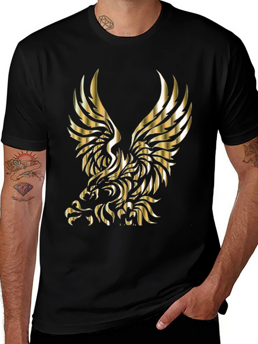 Mens Black T-shirt with Gold Eagle Graphic