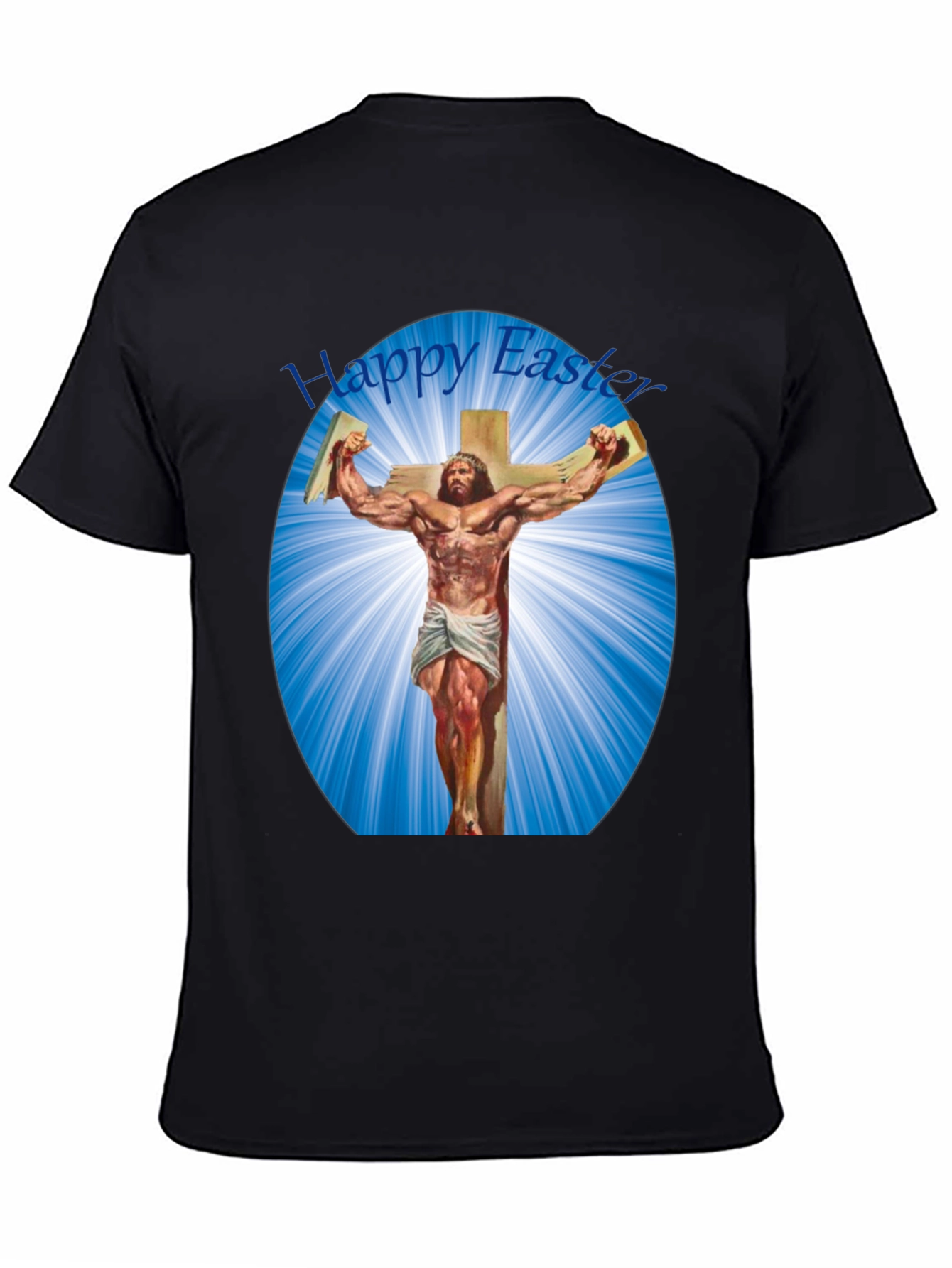 Happy Easter Shirt - Muscular Jesus on Cross Design