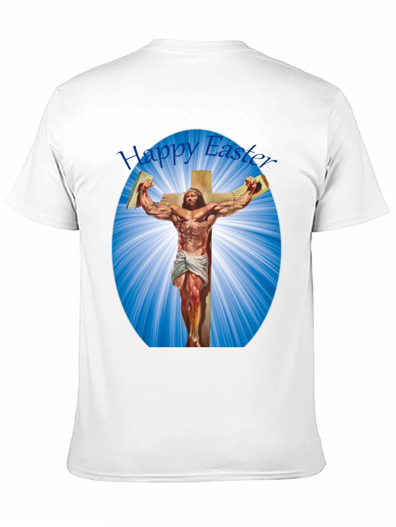 Happy Easter Shirt - Muscular Jesus on Cross Design