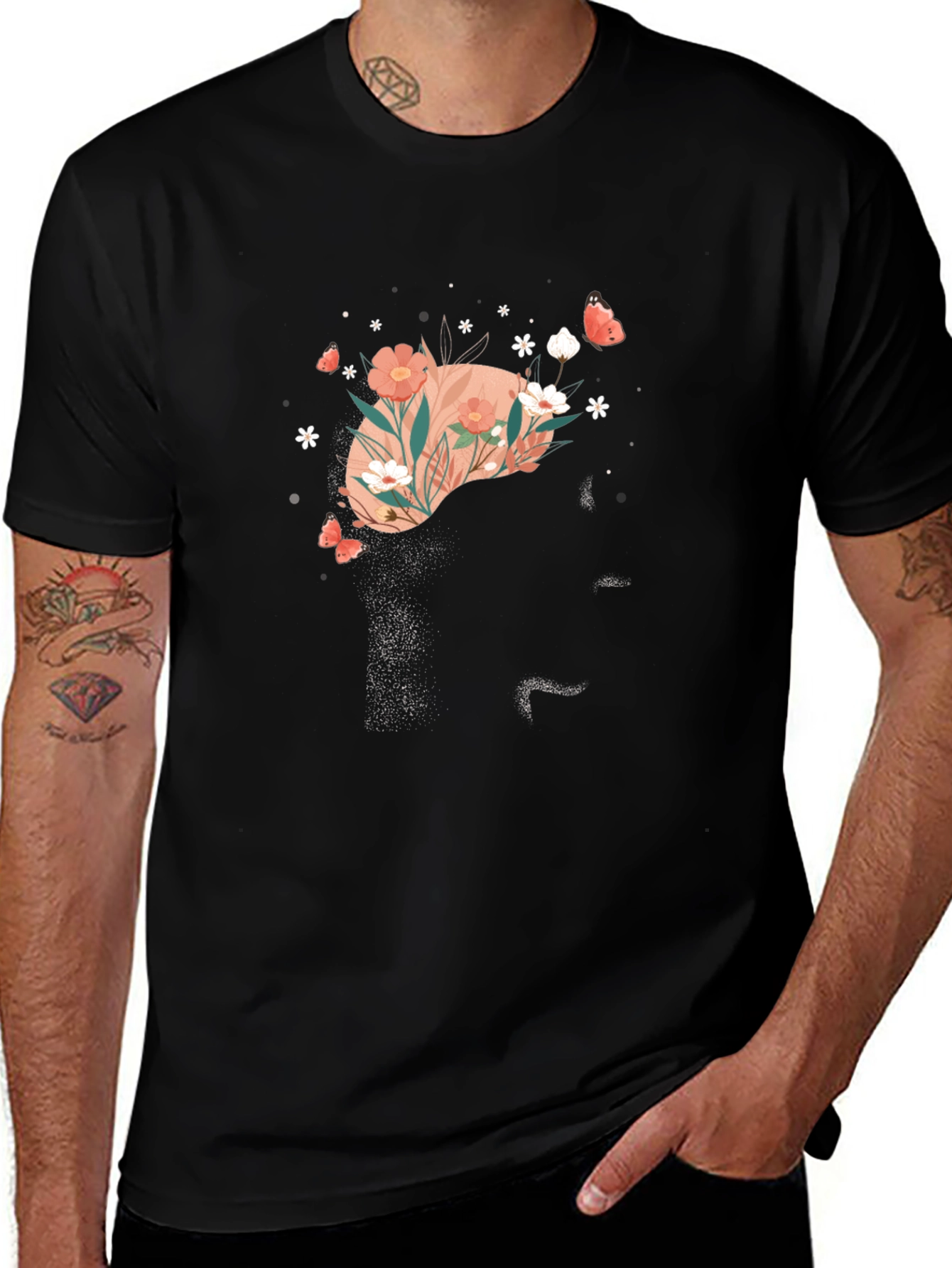 Floral Liver Graphic Tee - Cute Anatomy T-Shirt