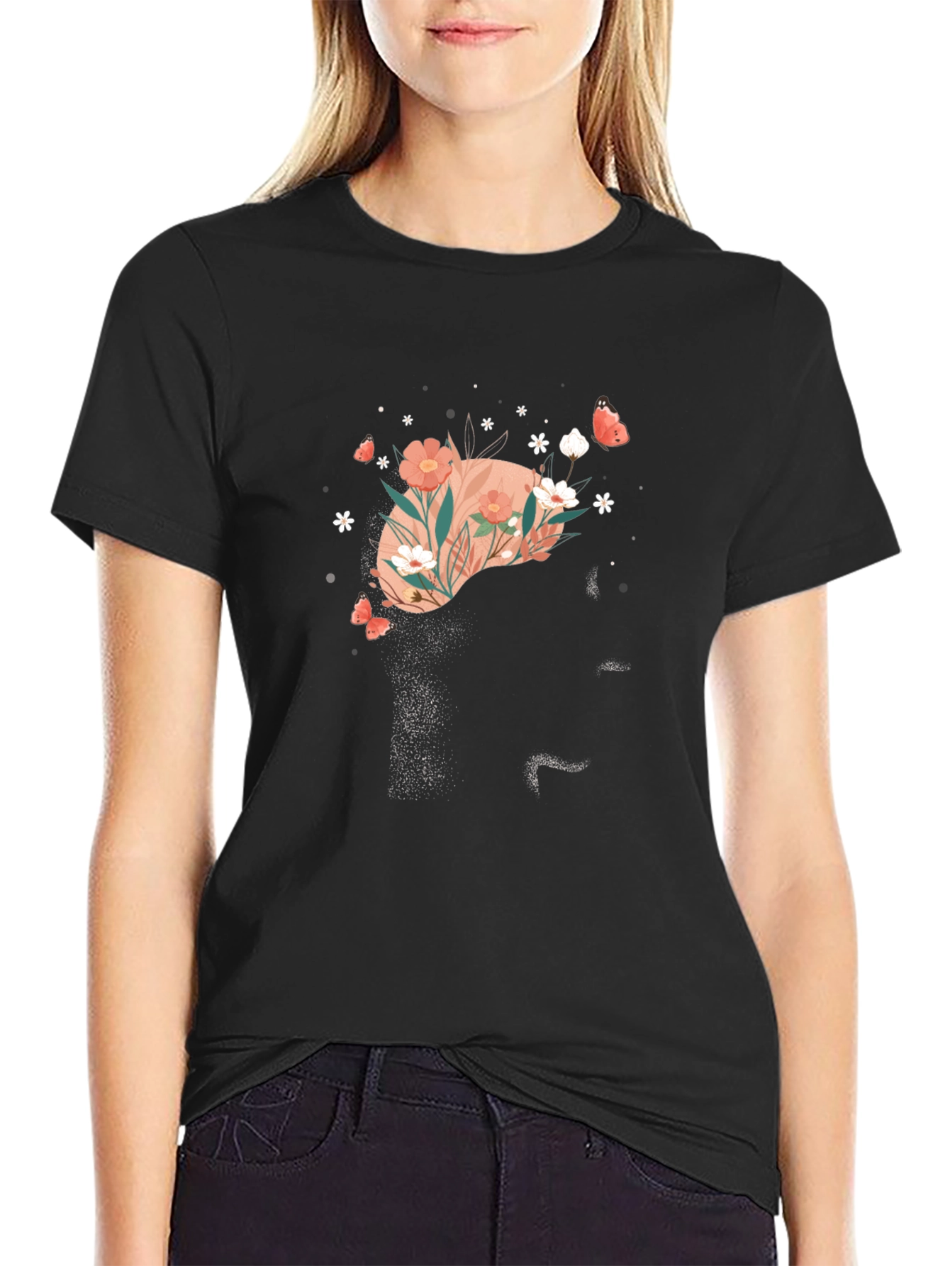 Floral Liver Graphic Tee - Cute Anatomy T-Shirt