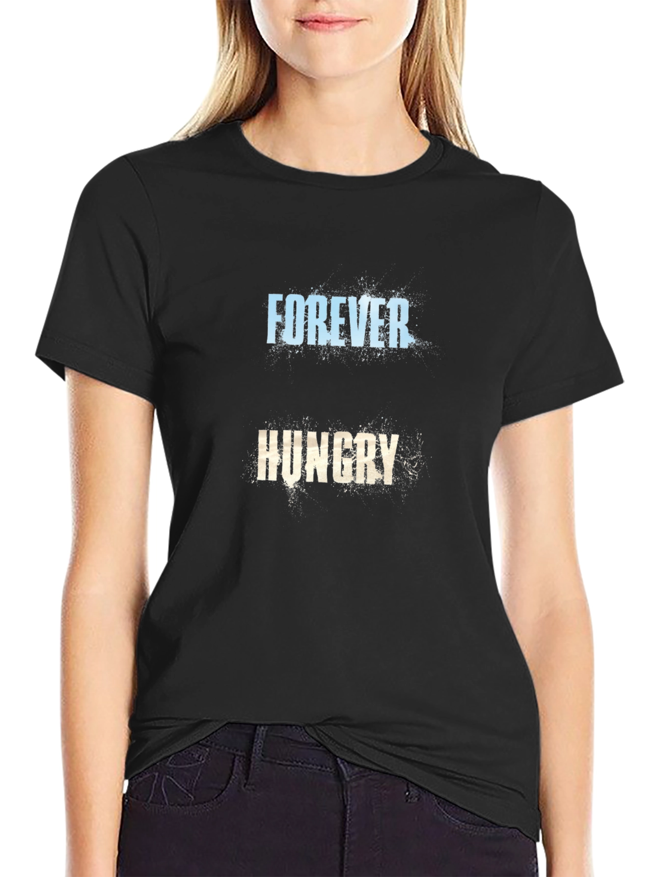 Forever Hungry Graphic Tee - Black Cotton T-Shirt