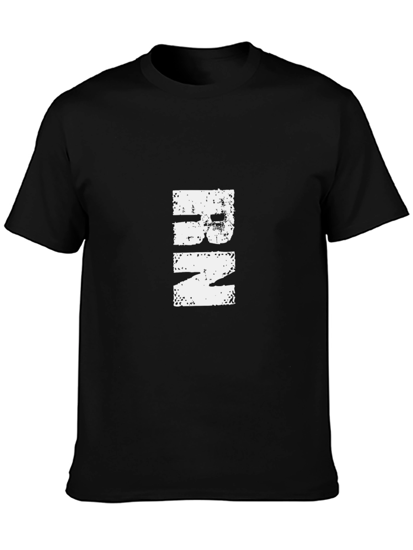 Mens Black Graphic Tee - Distressed Print