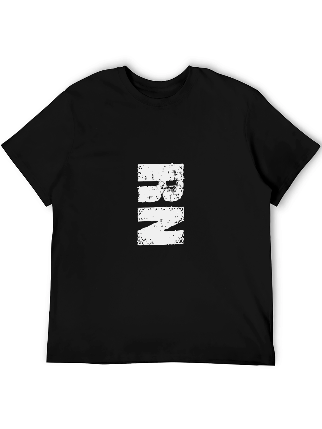 Mens Black Graphic Tee - Distressed Print