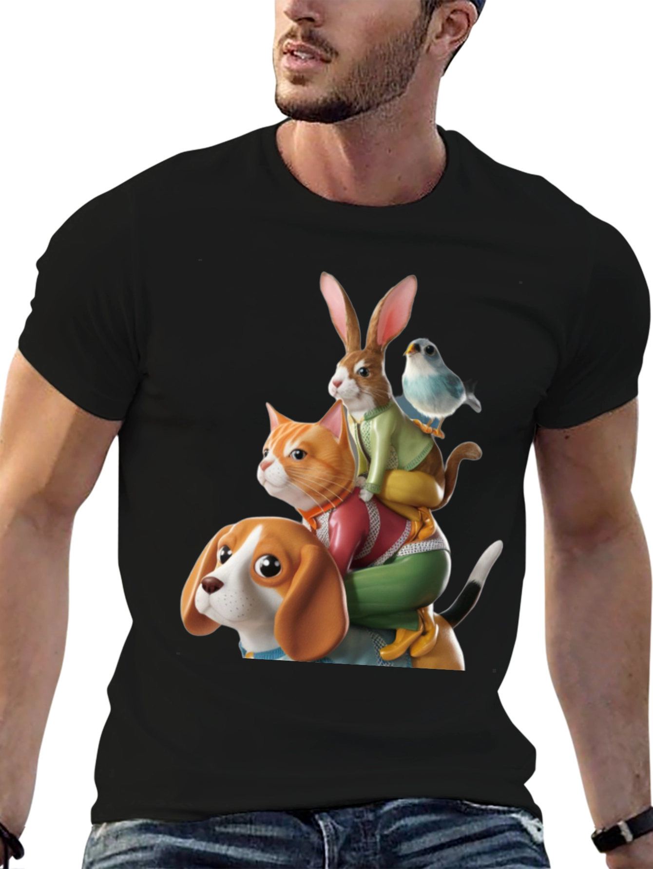 Animal Stack T-Shirt - Whimsical Graphic Tee