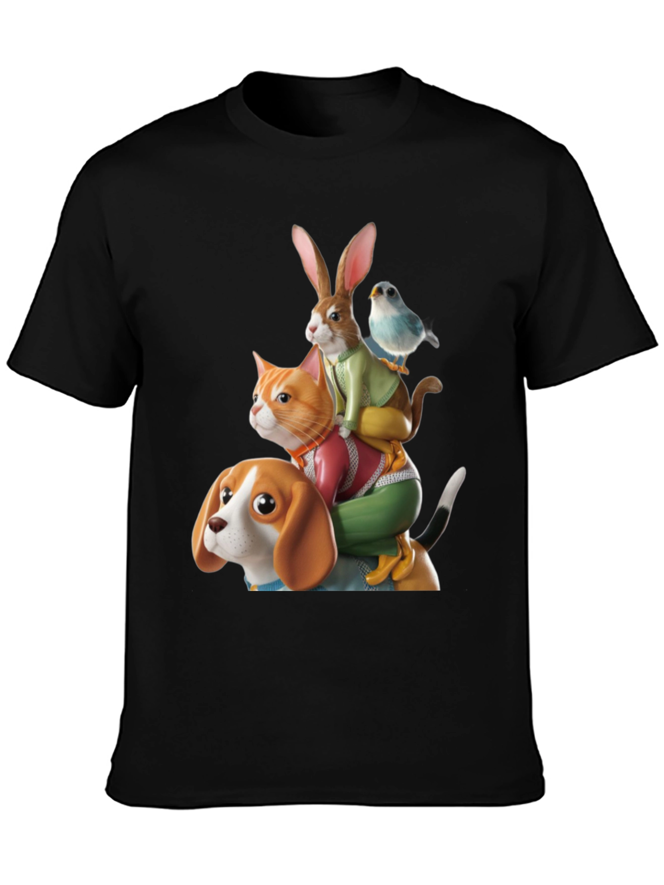 Animal Stack T-Shirt - Whimsical Graphic Tee