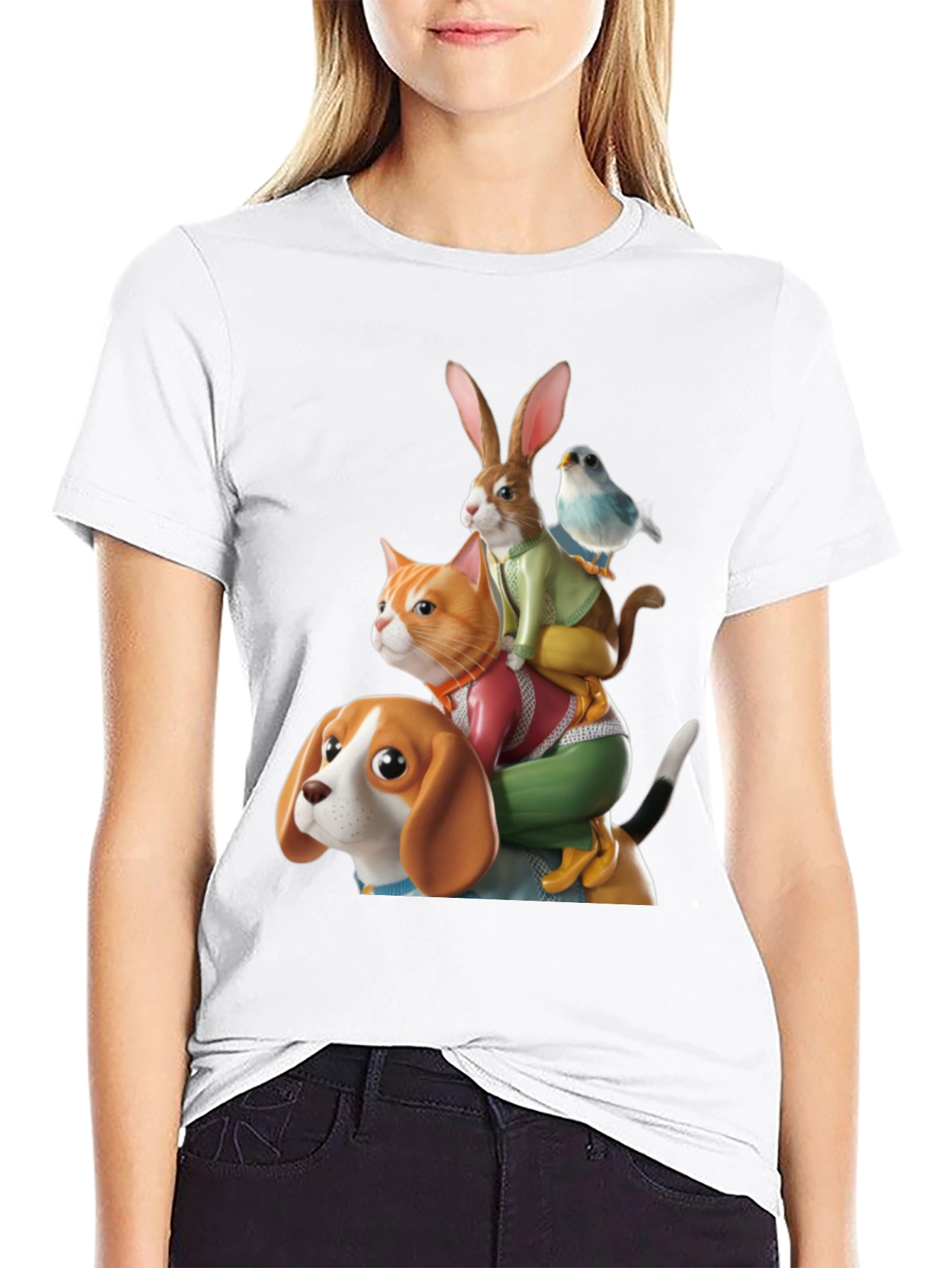 Animal Stack T-Shirt - Whimsical Graphic Tee