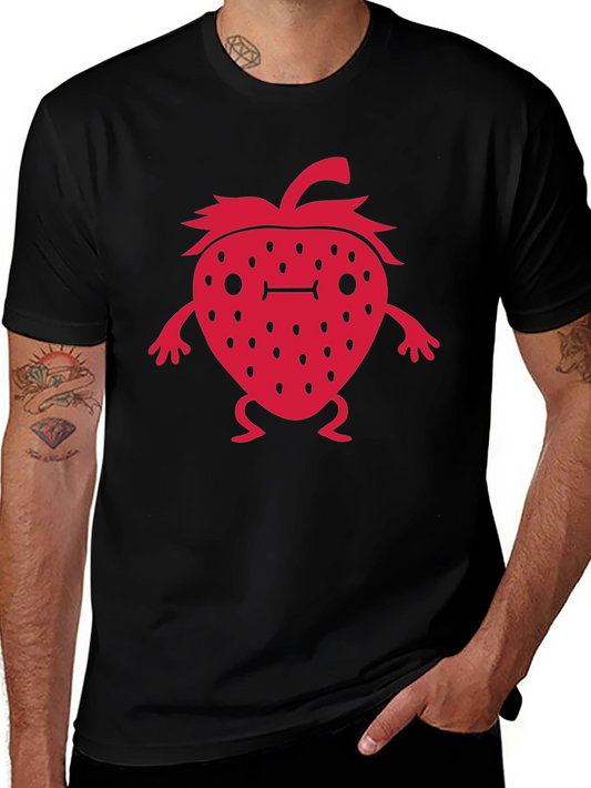 Strawberry Character Graphic Black T-Shirt