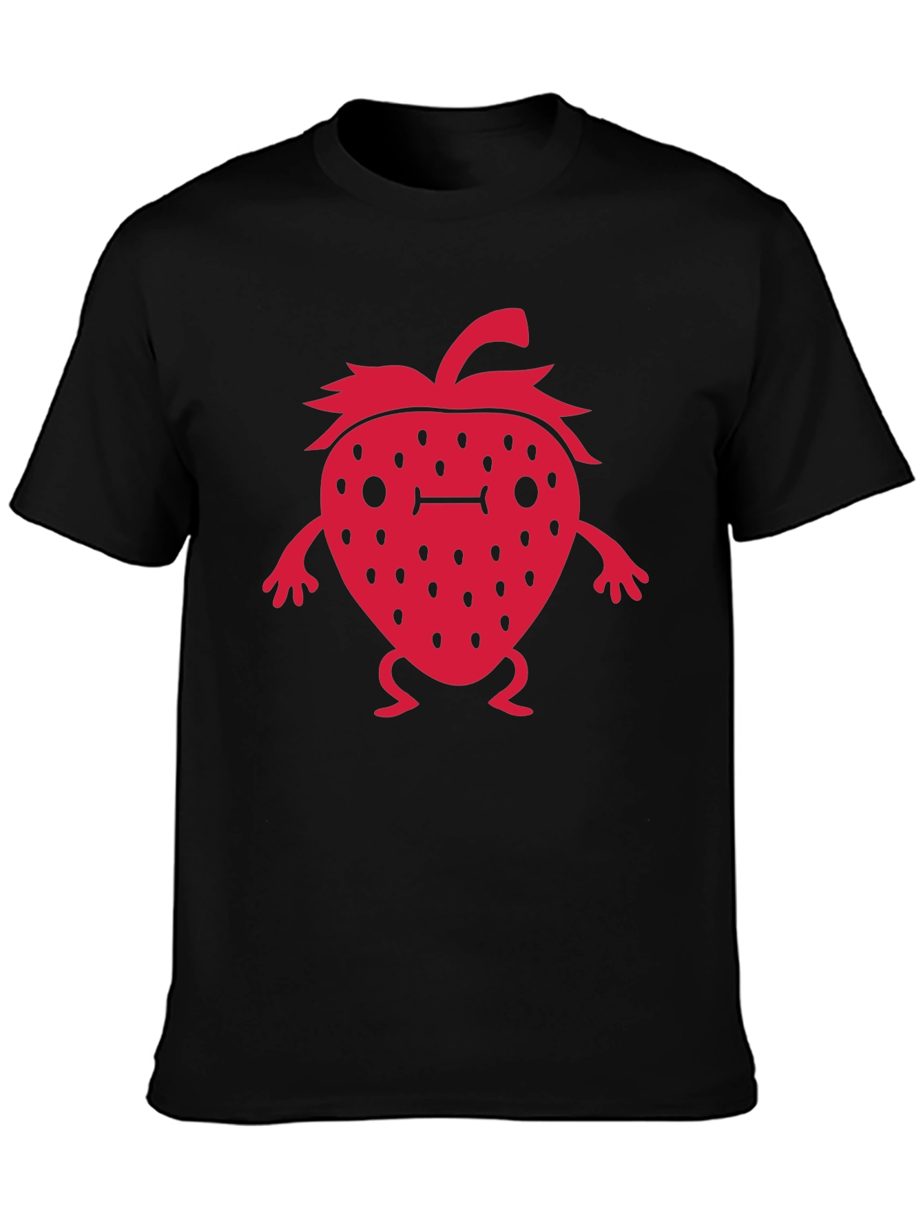 Strawberry Character Graphic Black T-Shirt
