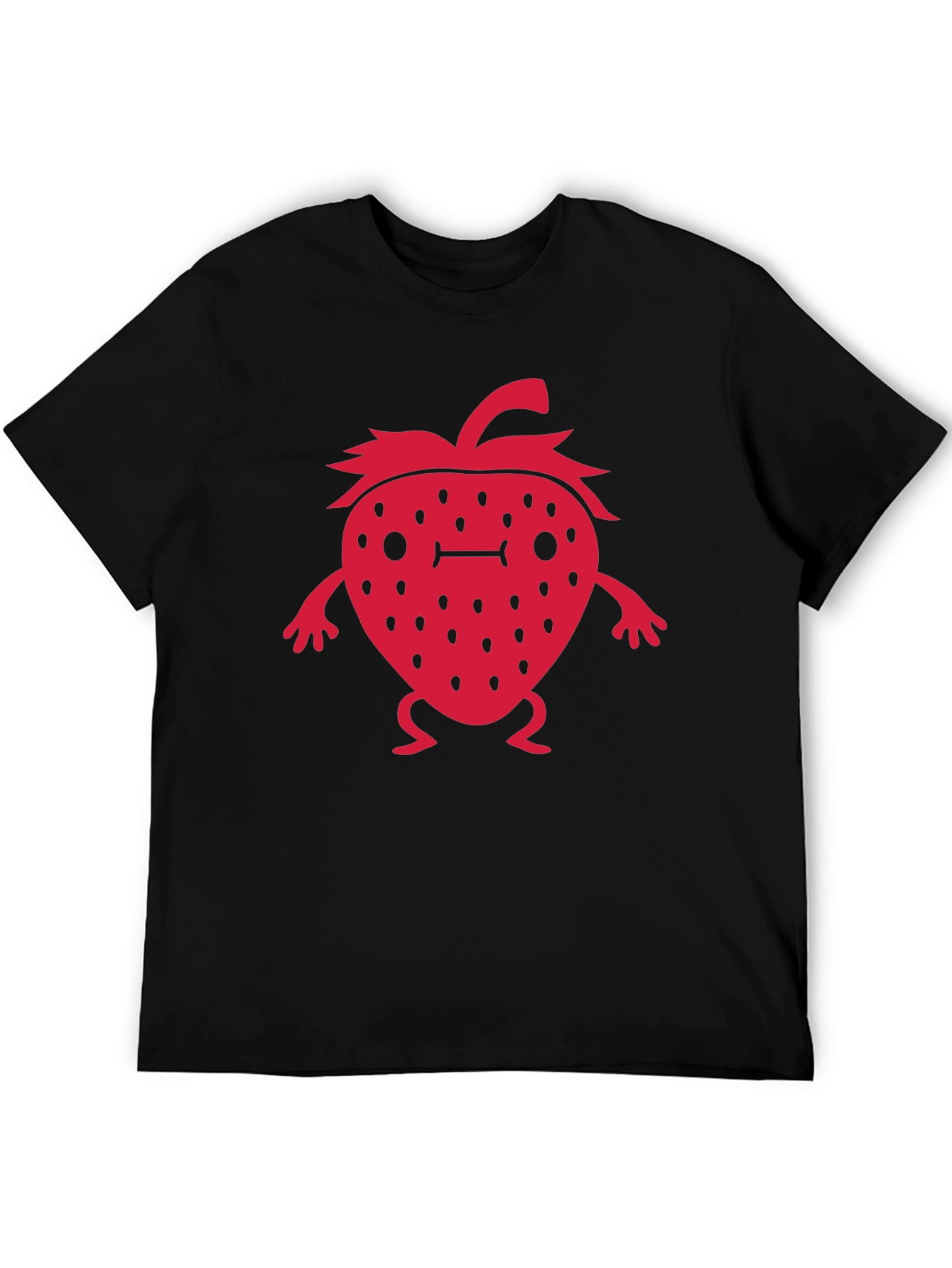 Strawberry Character Graphic Black T-Shirt
