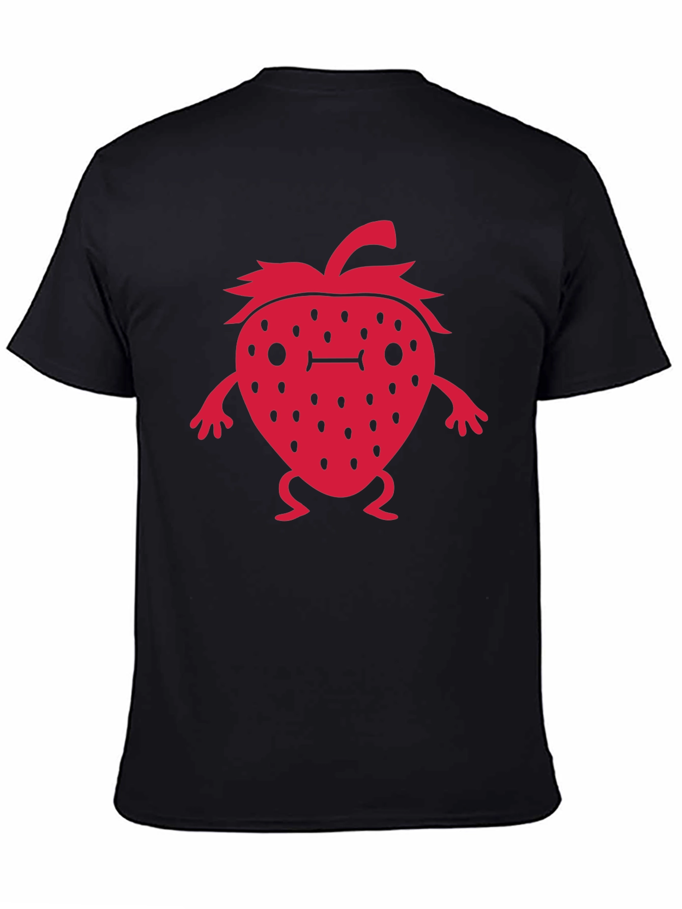 Strawberry Character Graphic Black T-Shirt