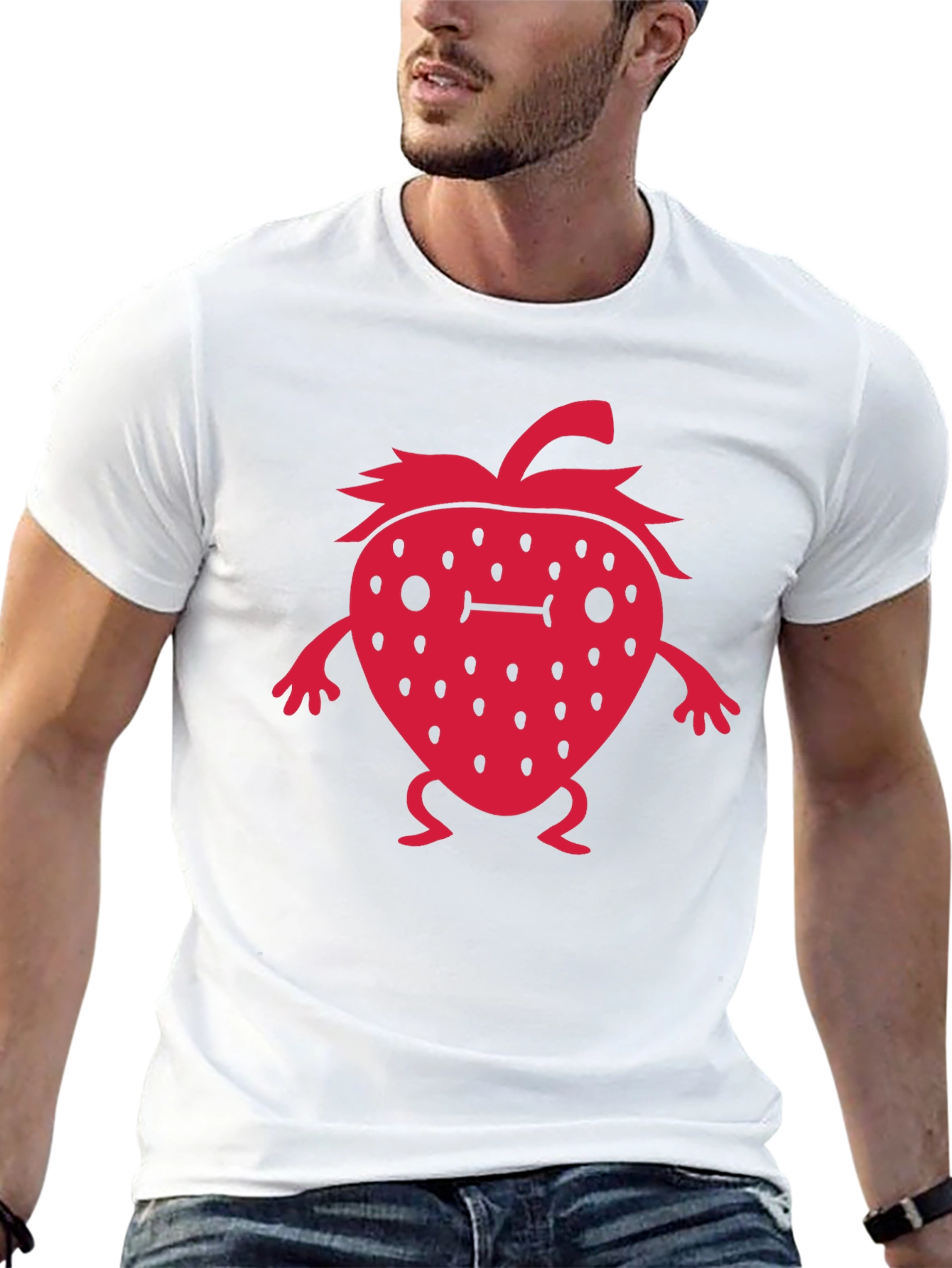 Strawberry Character Graphic Black T-Shirt