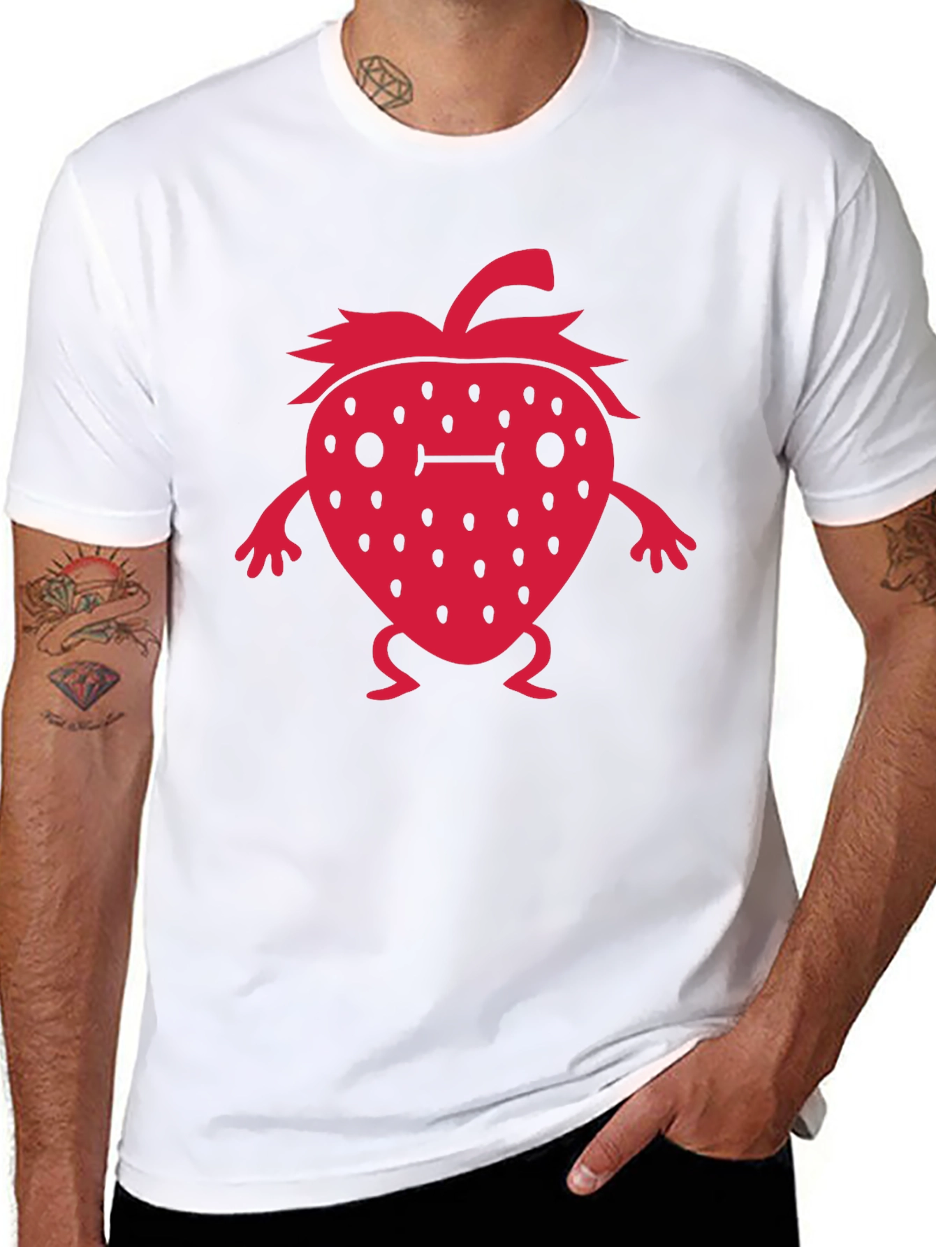 Strawberry Character Graphic Black T-Shirt