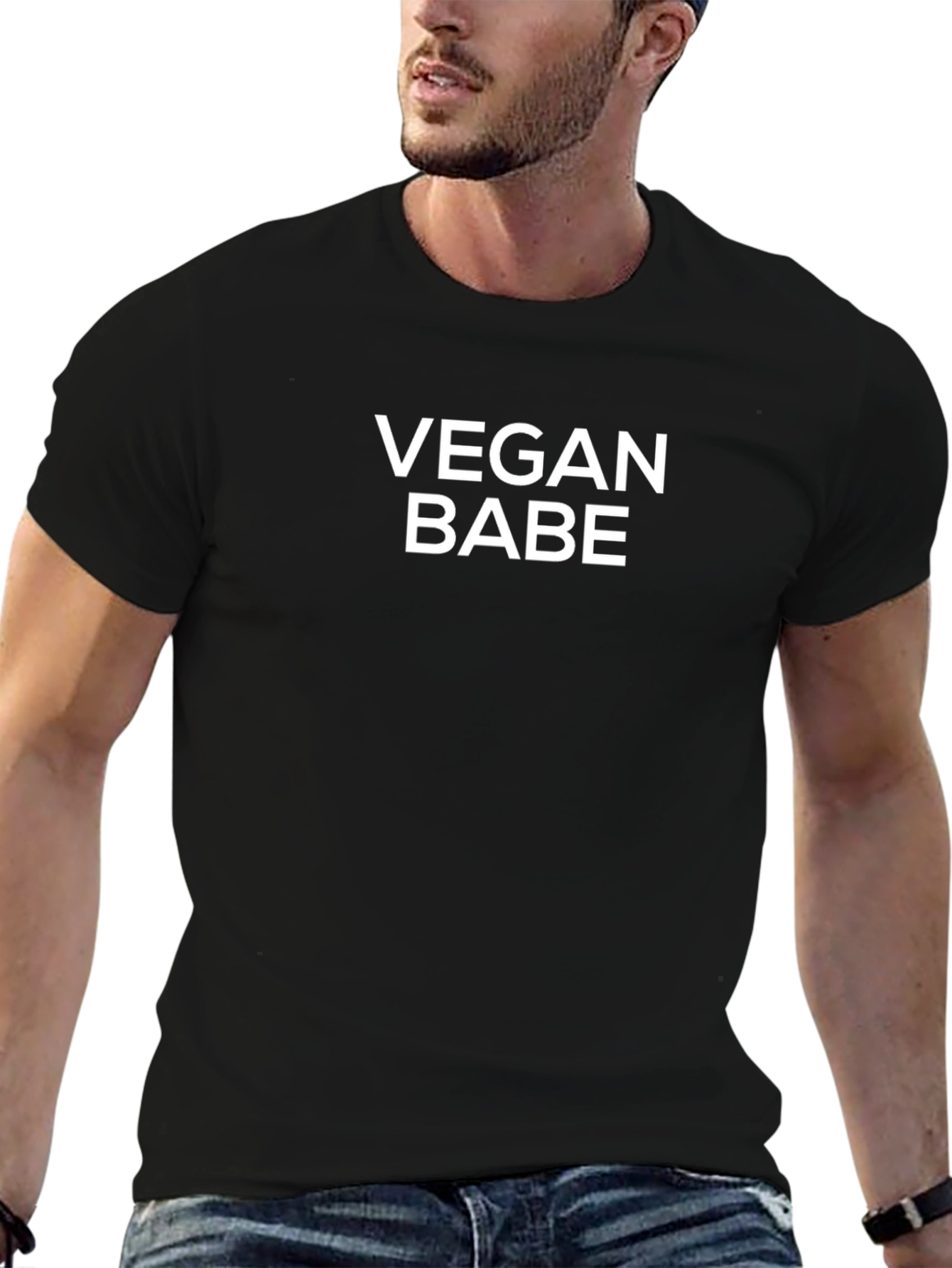 Vegan Babe T-Shirt - Black Casual Fit