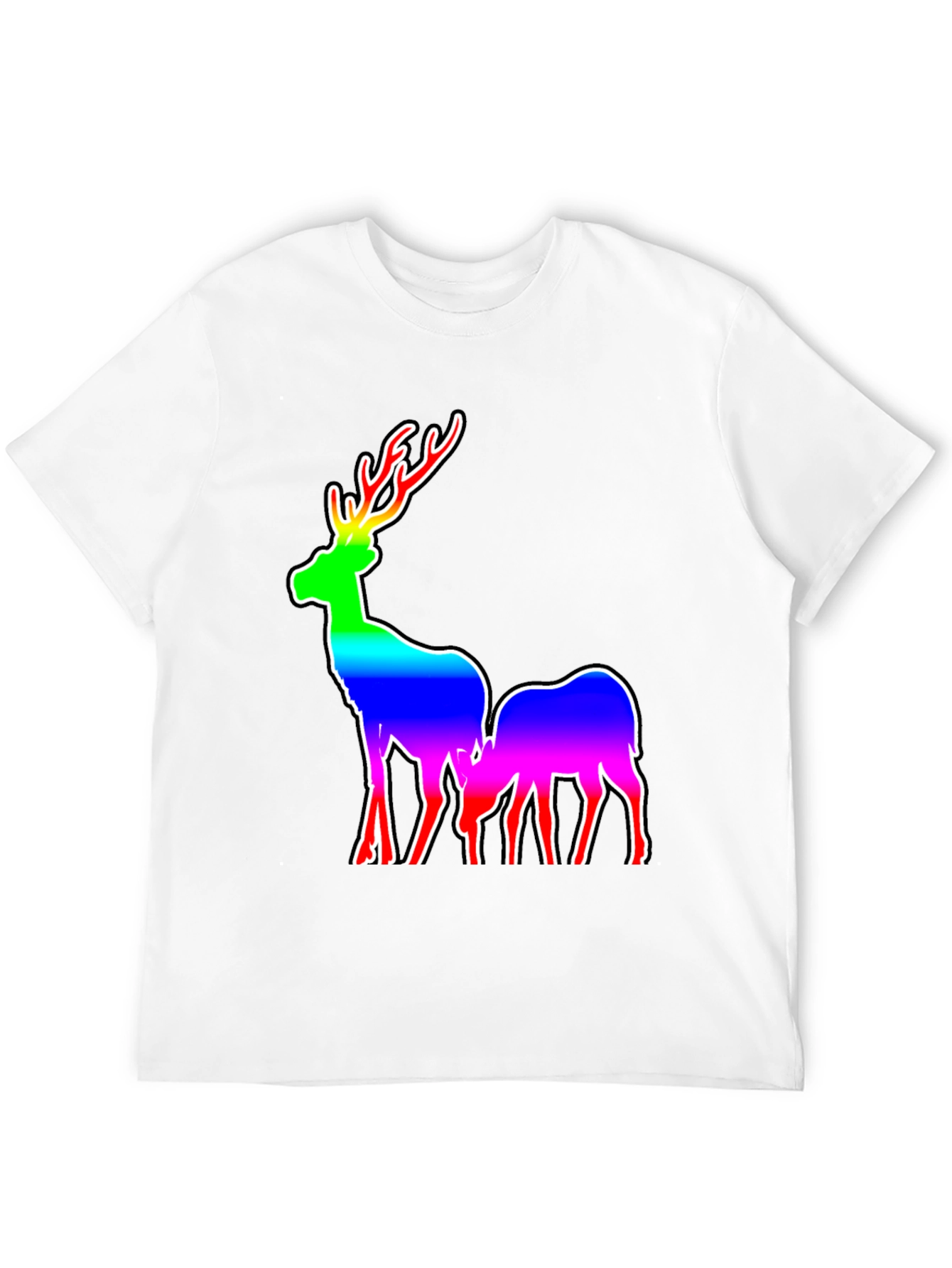 Rainbow Deer Graphic Tee - Mens Black T-Shirt