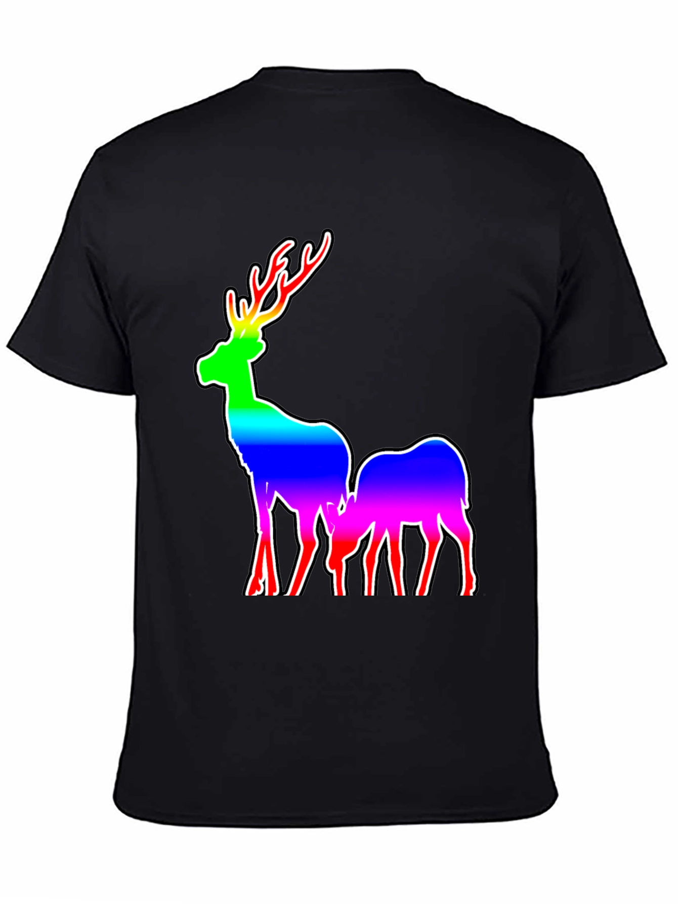Rainbow Deer Graphic Tee - Mens Black T-Shirt