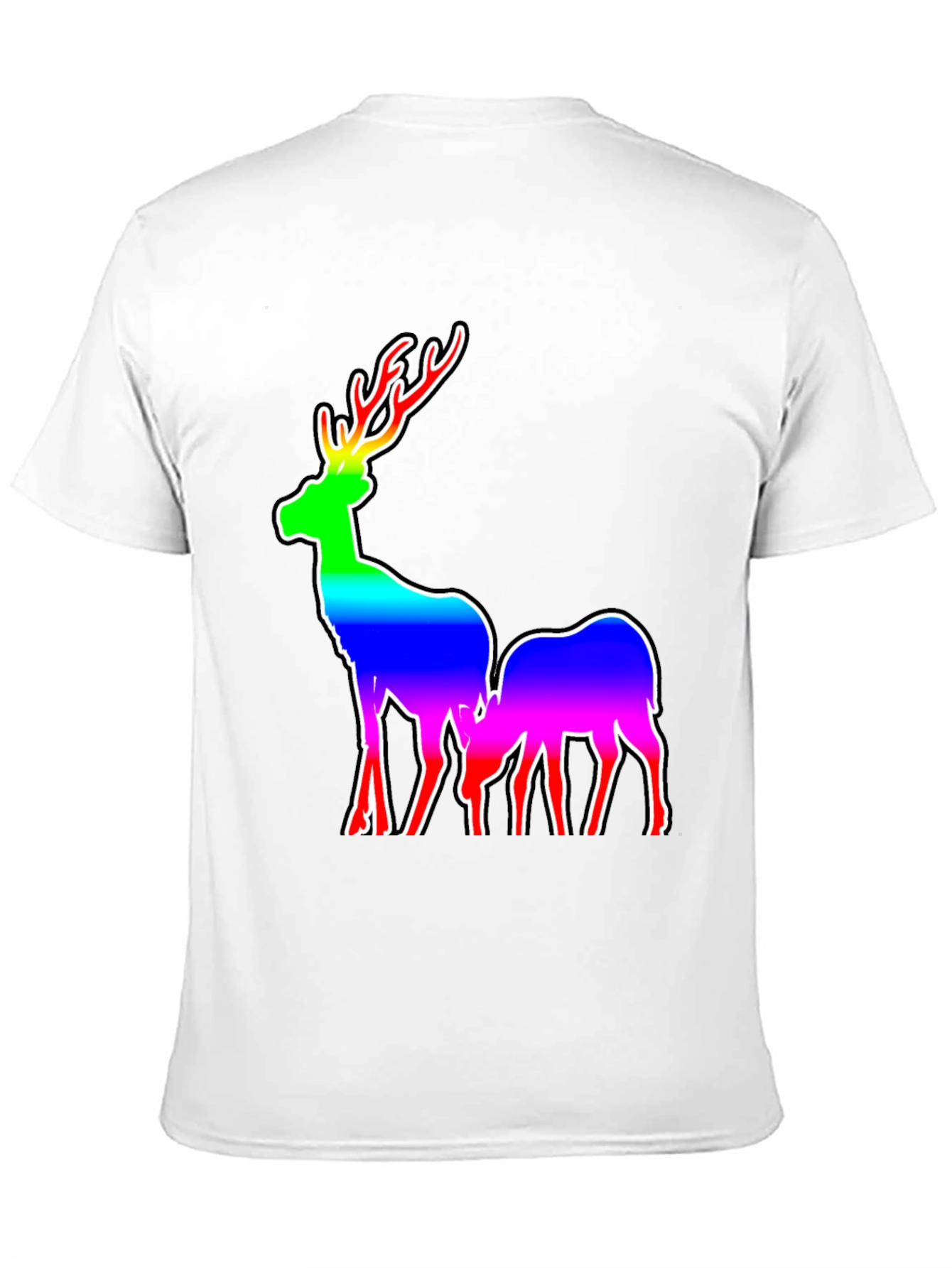 Rainbow Deer Graphic Tee - Mens Black T-Shirt