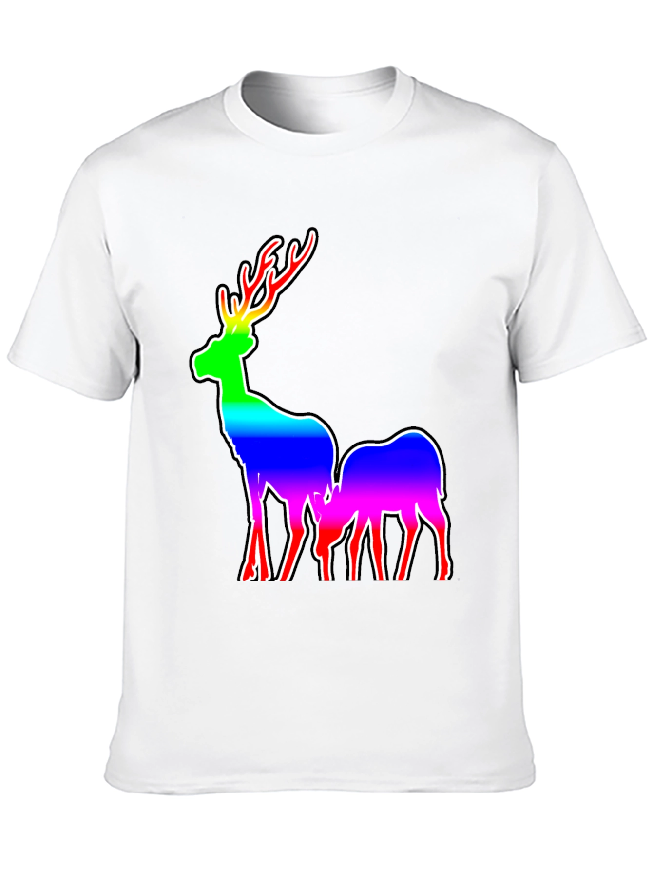 Rainbow Deer Graphic Tee - Mens Black T-Shirt