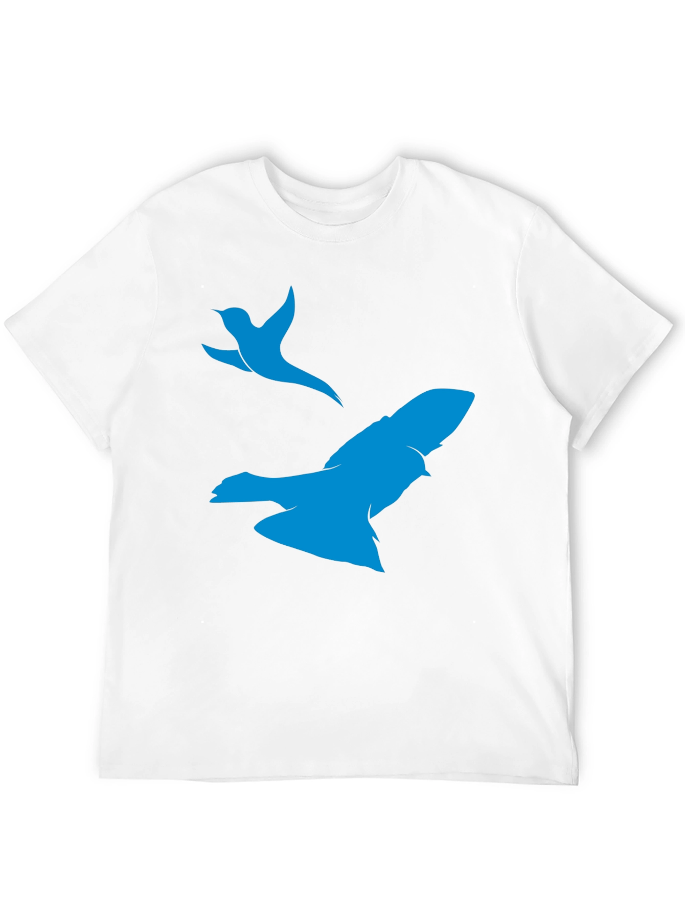 Black T-Shirt with Blue Bird Print