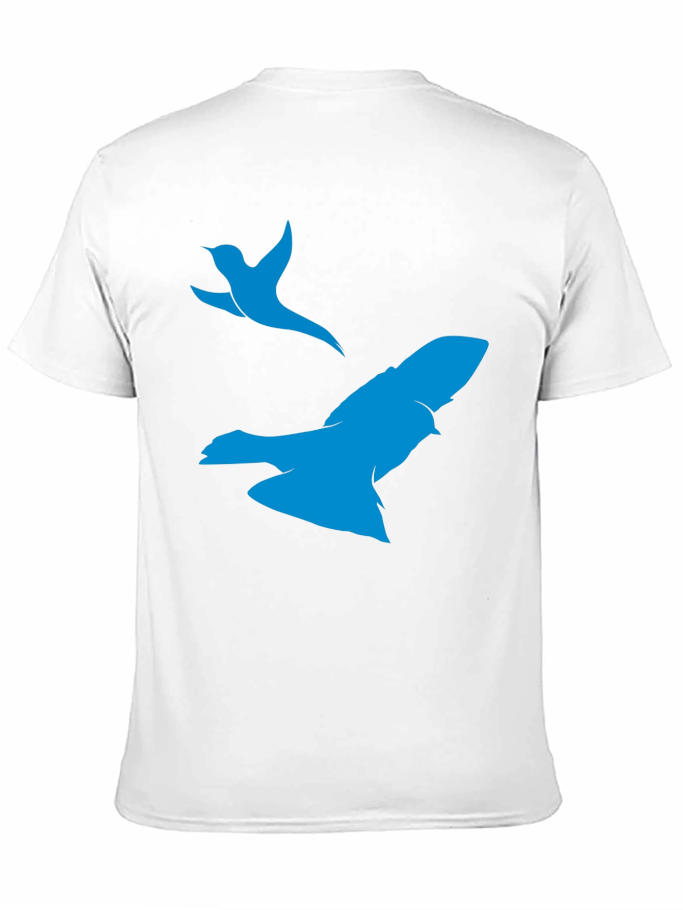 Black T-Shirt with Blue Bird Print