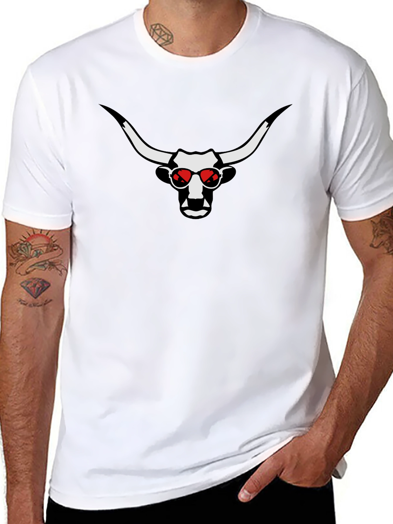 Cool Bull Graphic Tee - Red Sunglasses Black T-Shirt