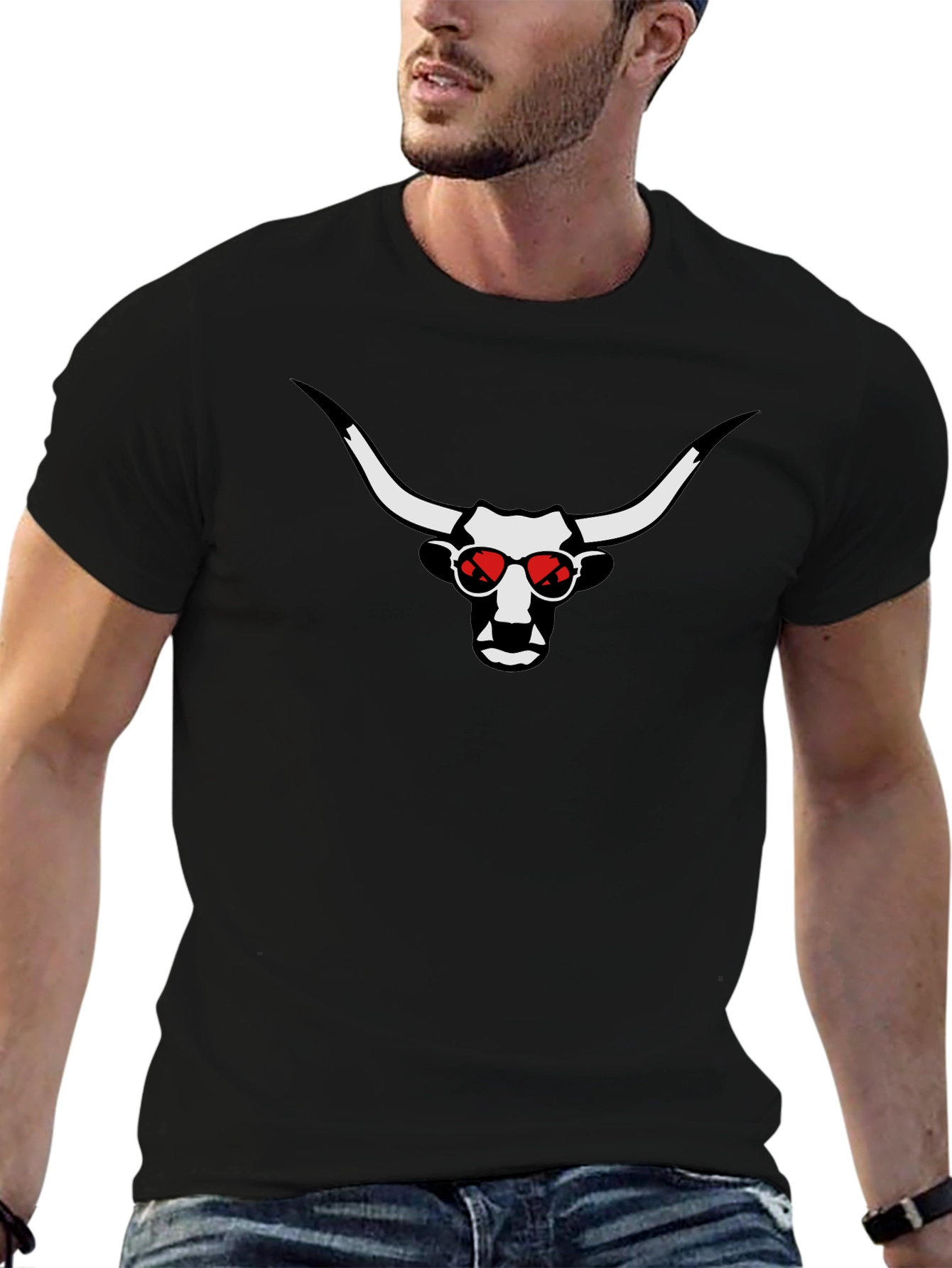 Cool Bull Graphic Tee - Red Sunglasses Black T-Shirt