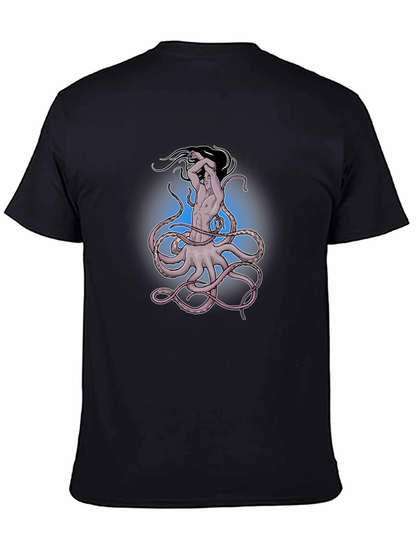 Octopus Man Graphic Tee - Black Cotton Shirt
